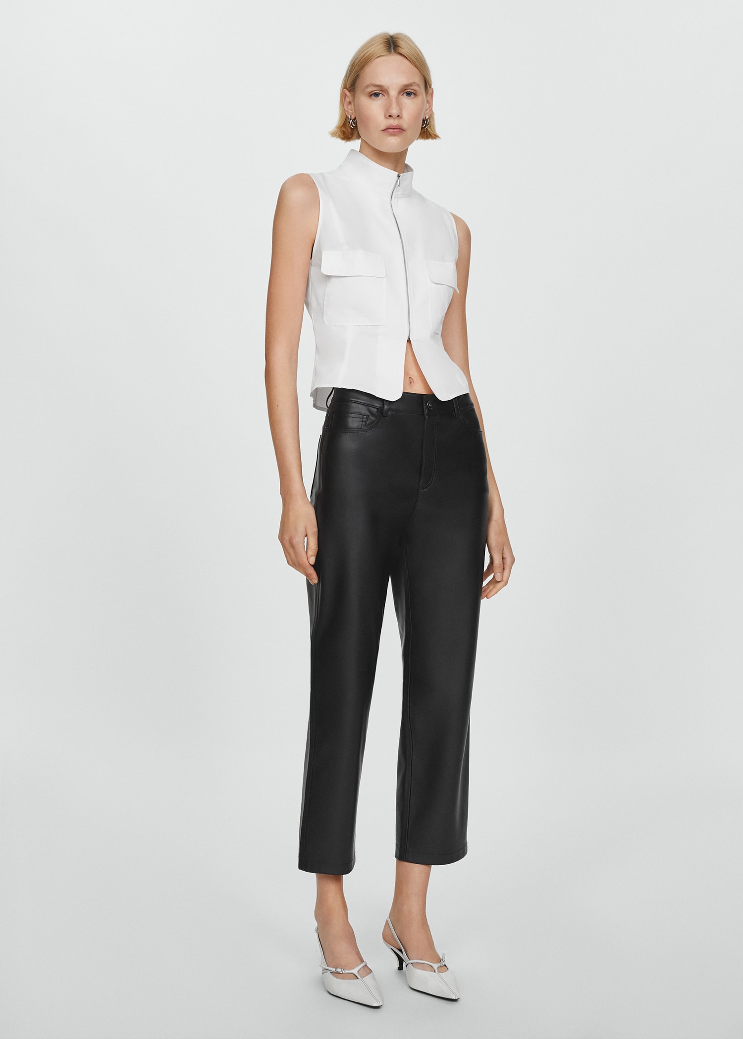 Straight-leg faux-leather trousers Women MANGO South Korea