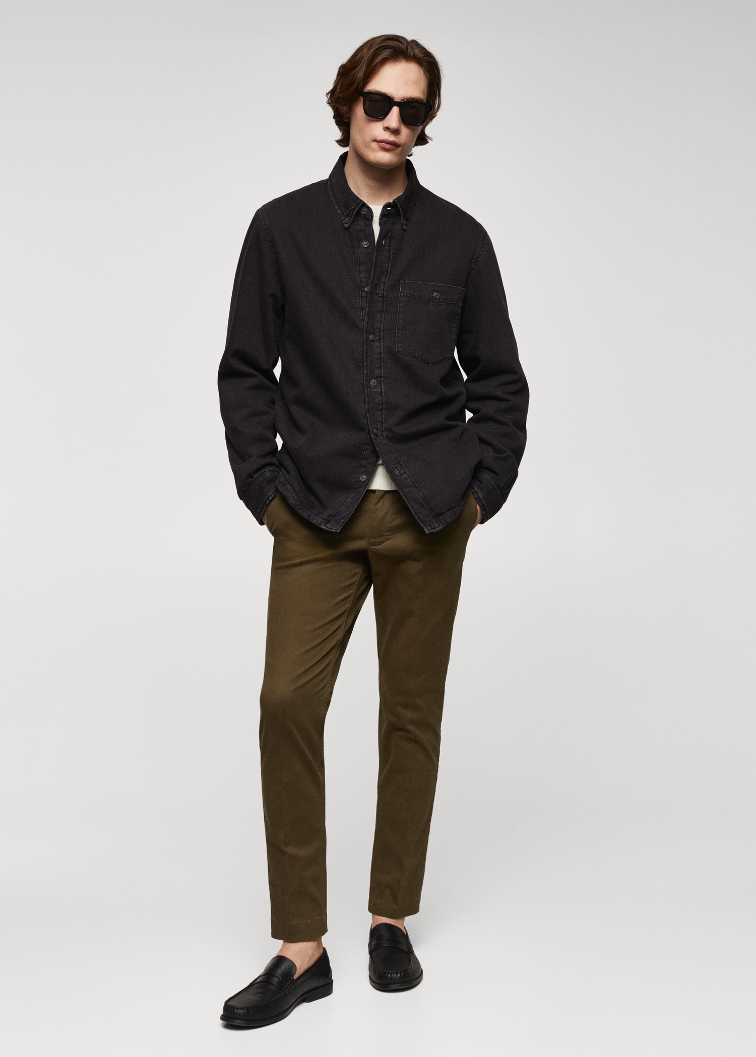 Quilted denim overshirt - General plane