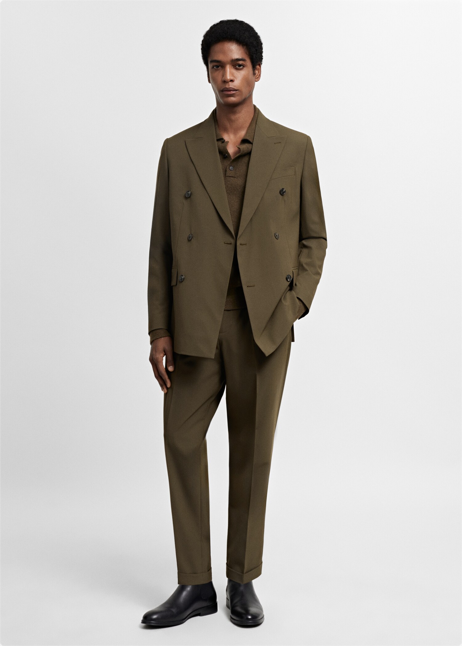 Slim fit double-breasted suit blazer - General plane