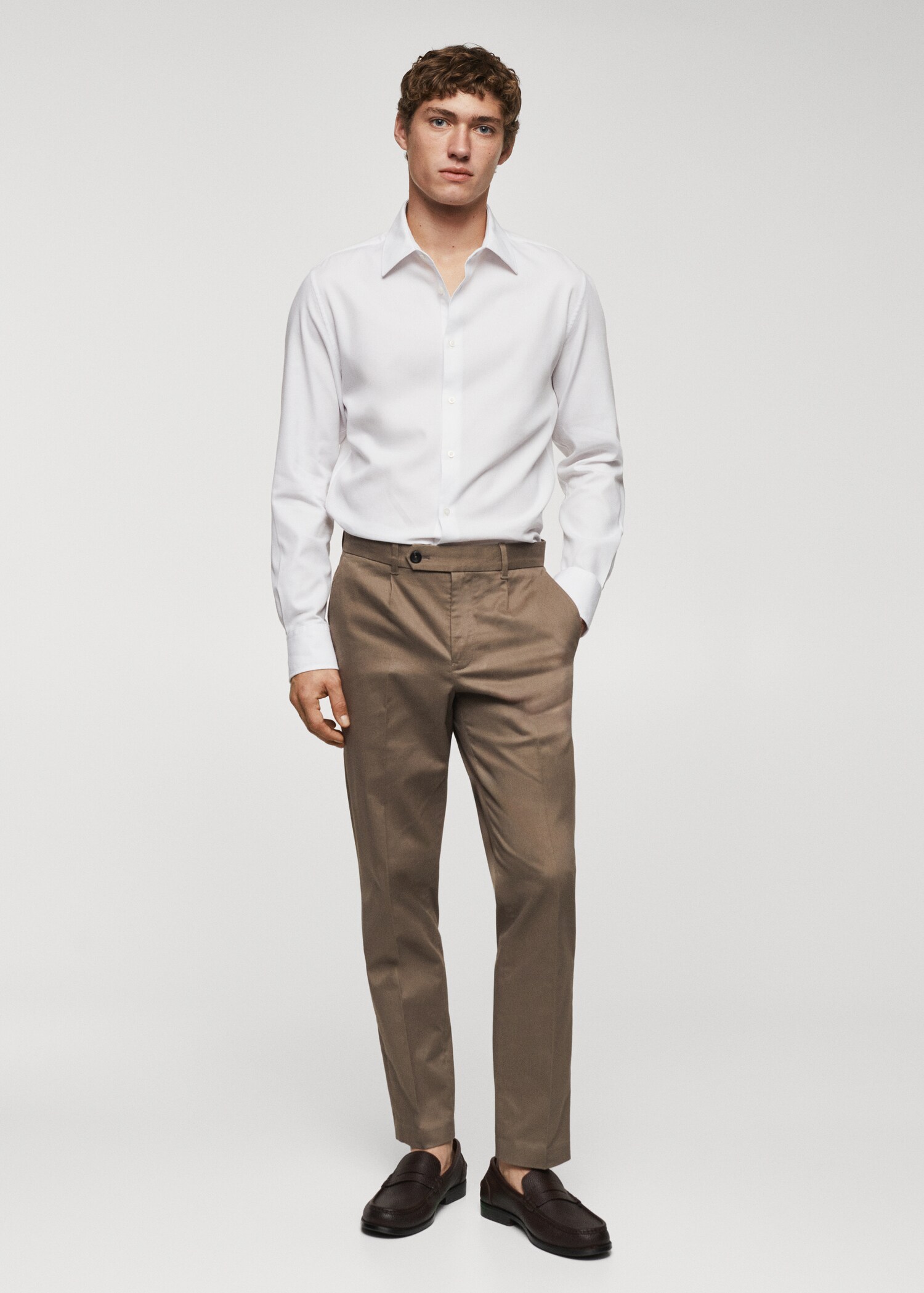 Slim-fit cotton structured shirt - General plane