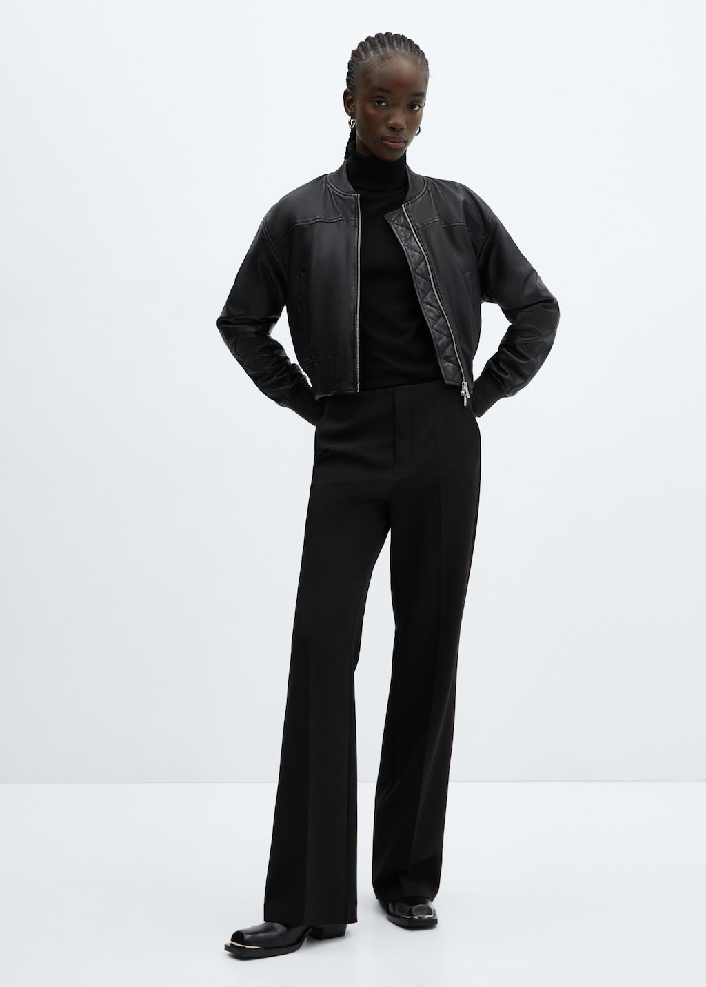 Leather bomber jacket - Women | MANGO China