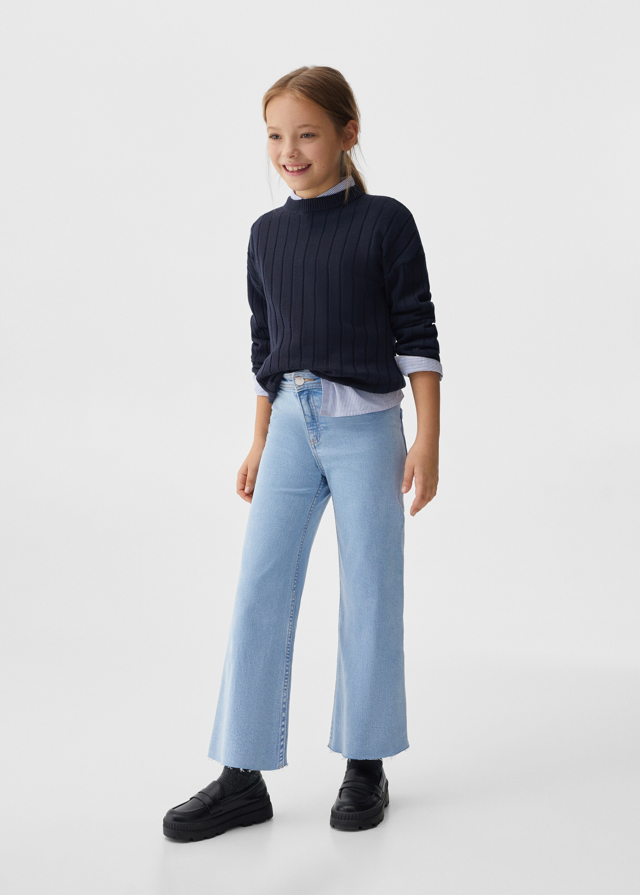 Jeans culotte de cintura alta - Plano geral
