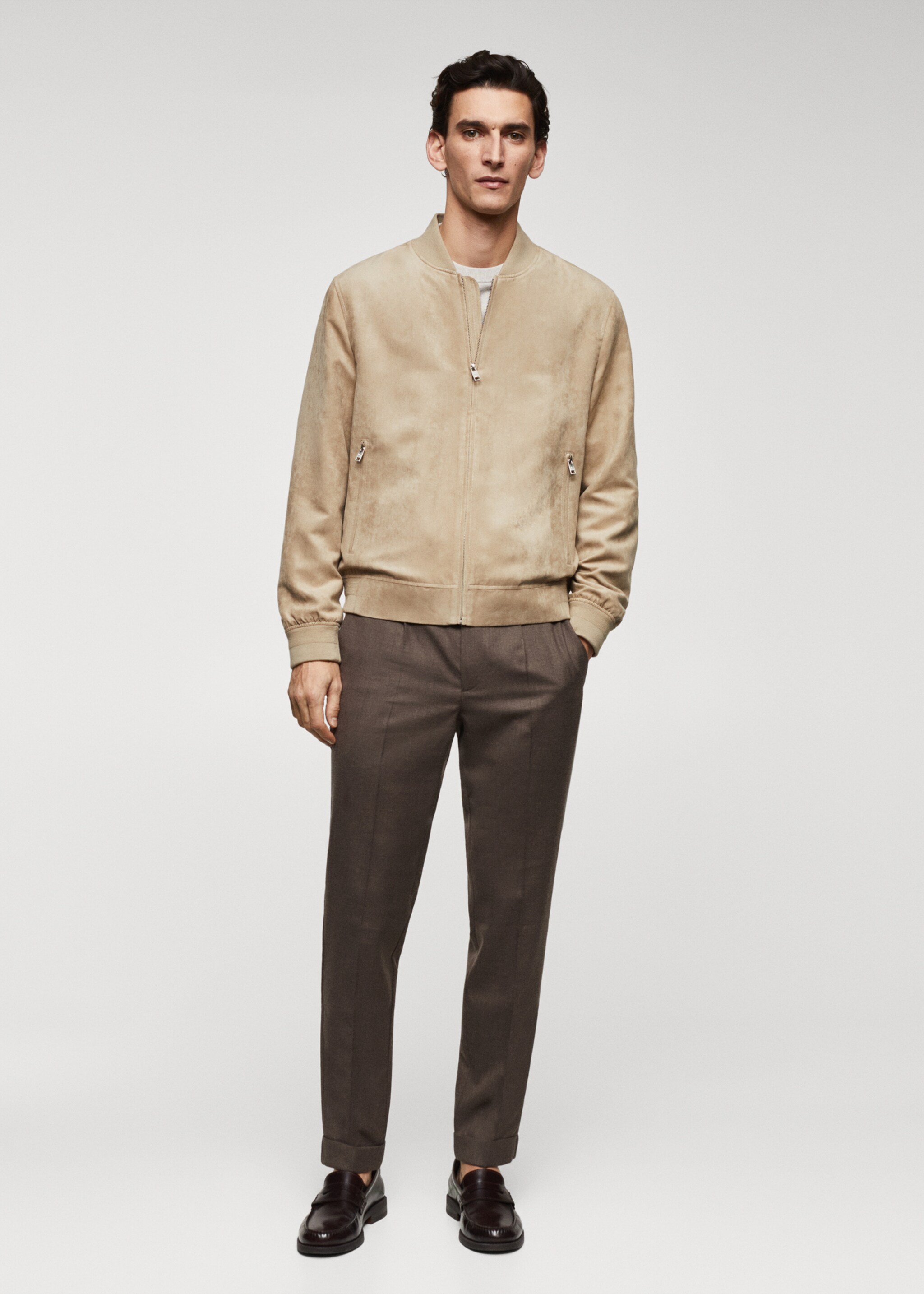 Suede-effect bomber jacket - General plane