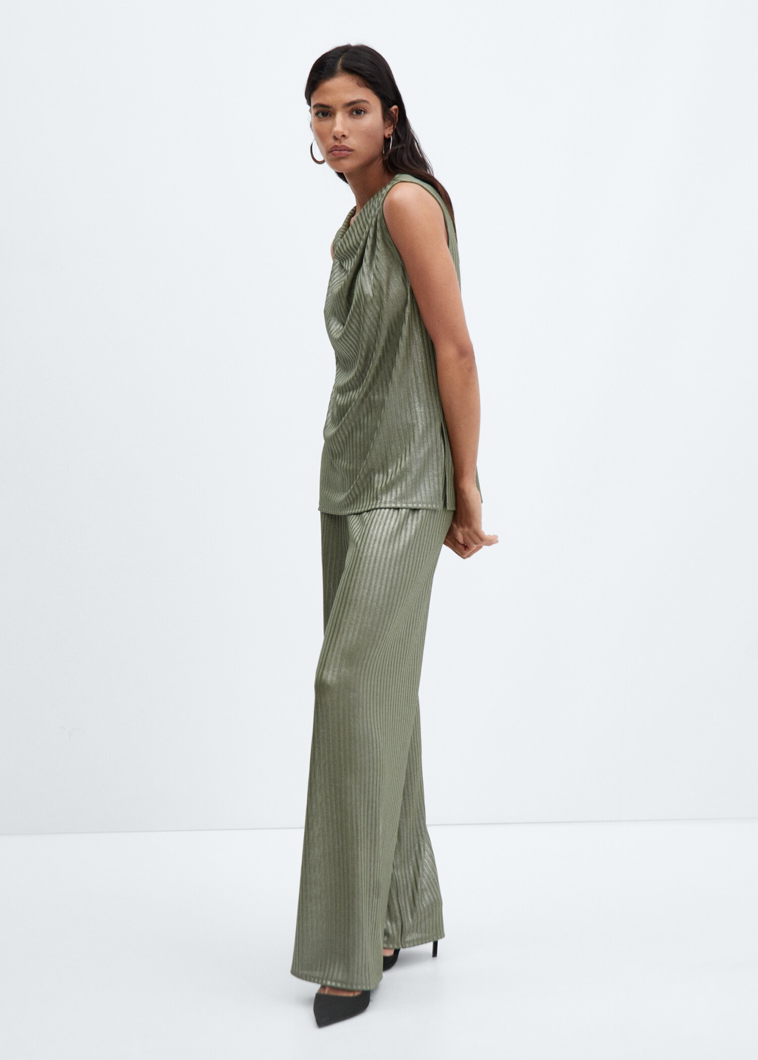 Pantalon wideleg taille élastique - Plan général