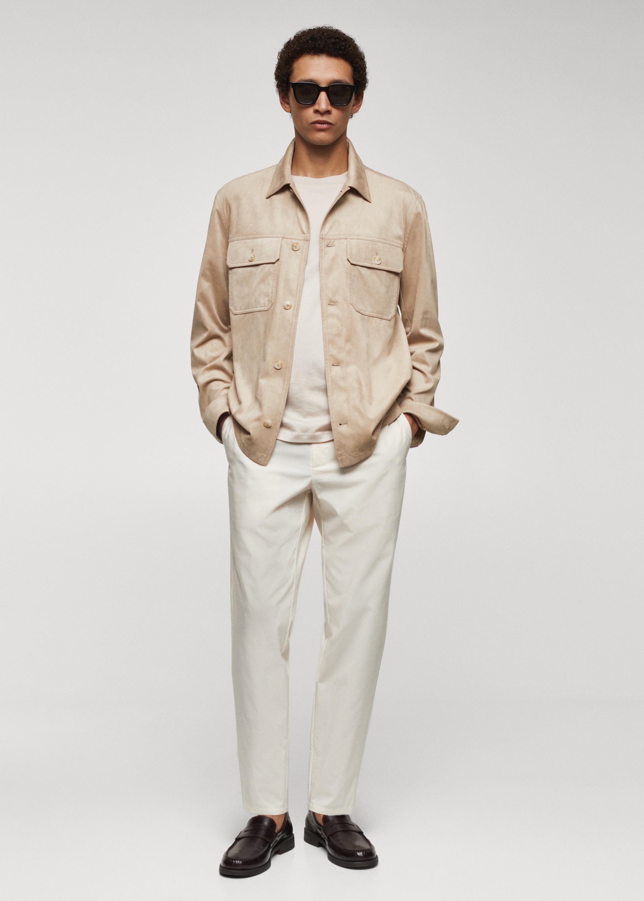Suede effect overshirt with pockets - General plane
