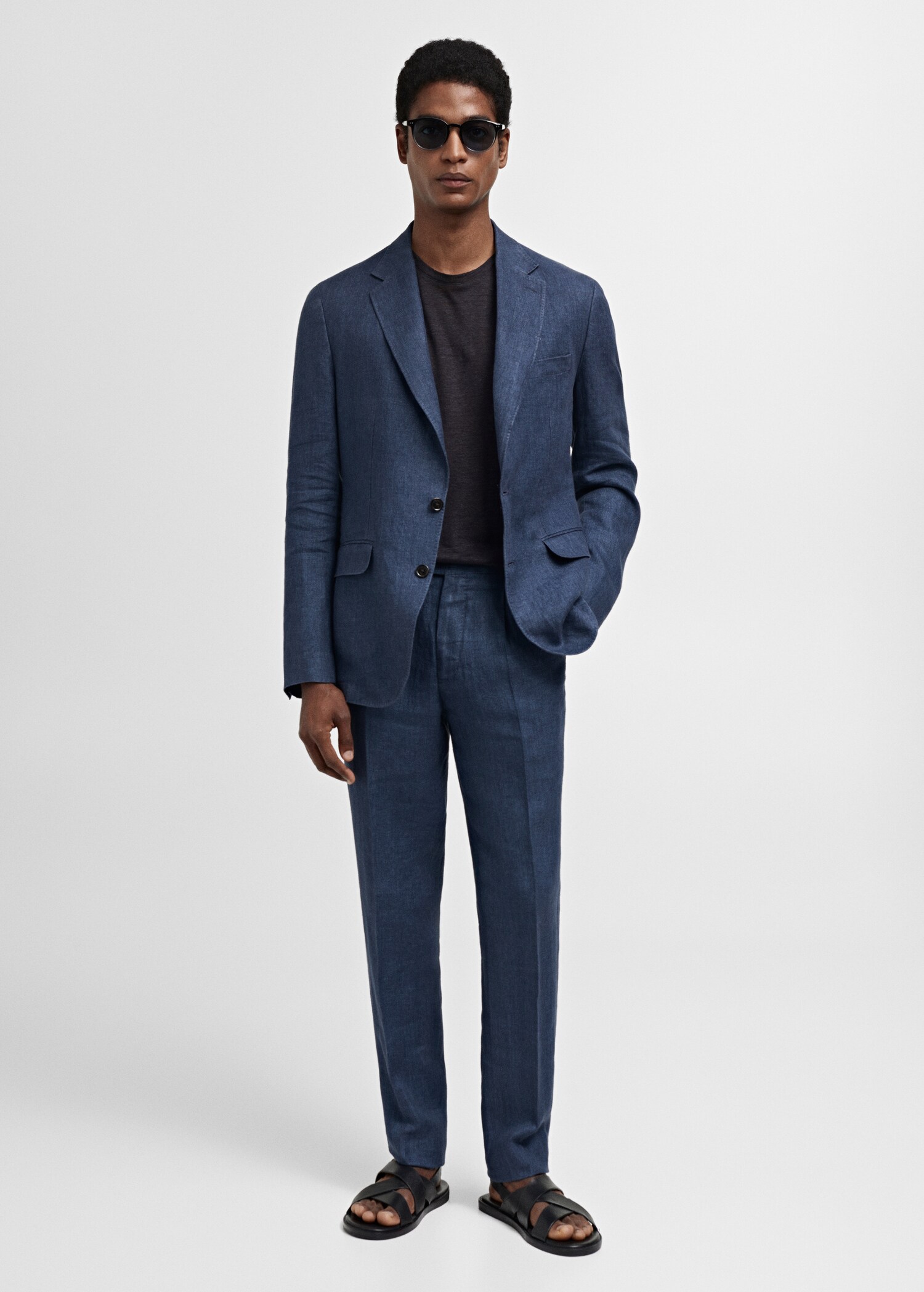 Pantaloni completo slim-fit 100% lino spigati - Piano generale