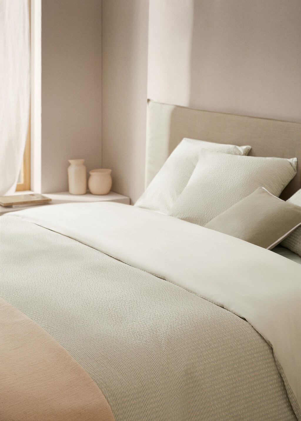 Seersucker duvet cover woven stripe single bed