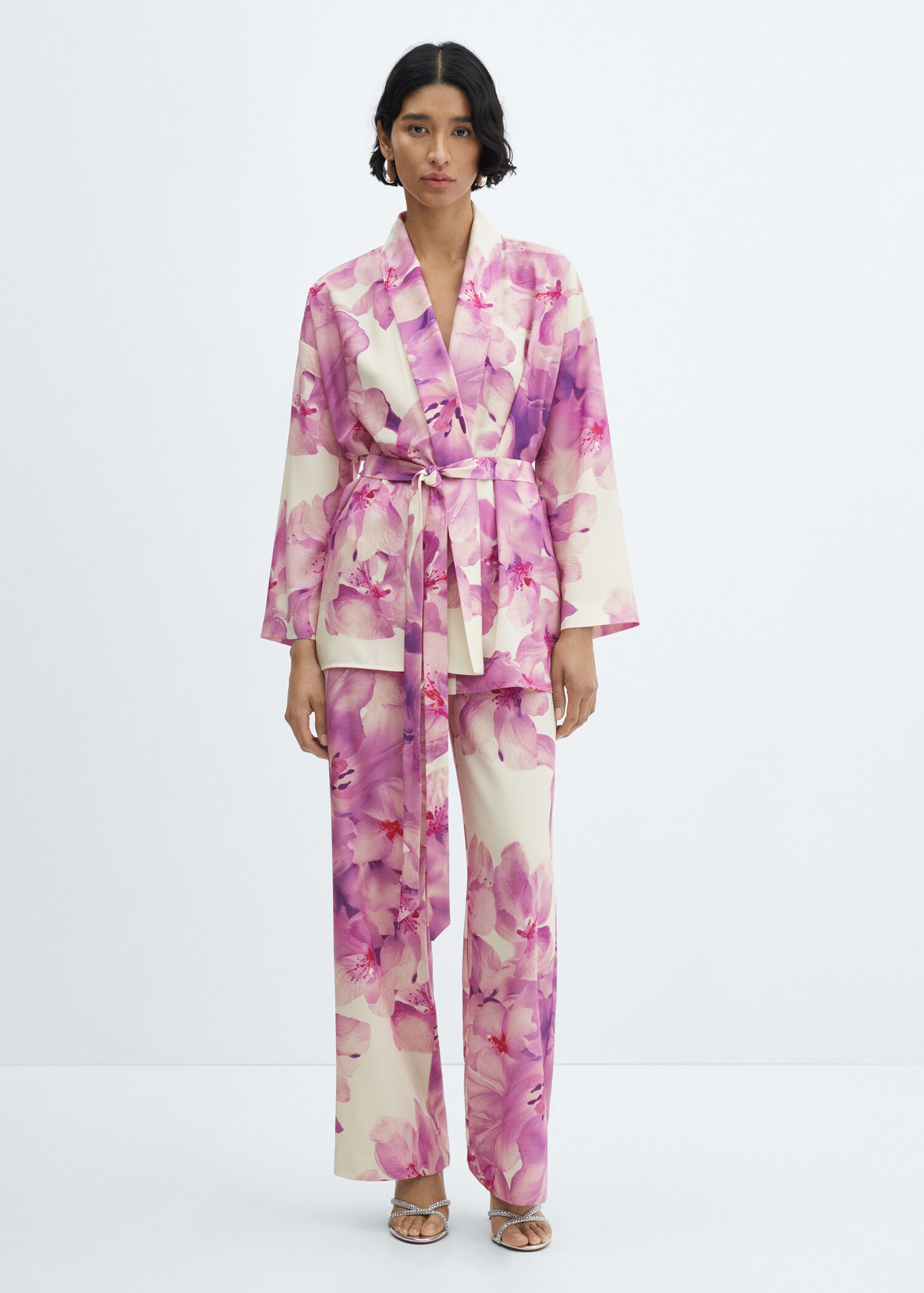 Floral print straight trousers - General plane