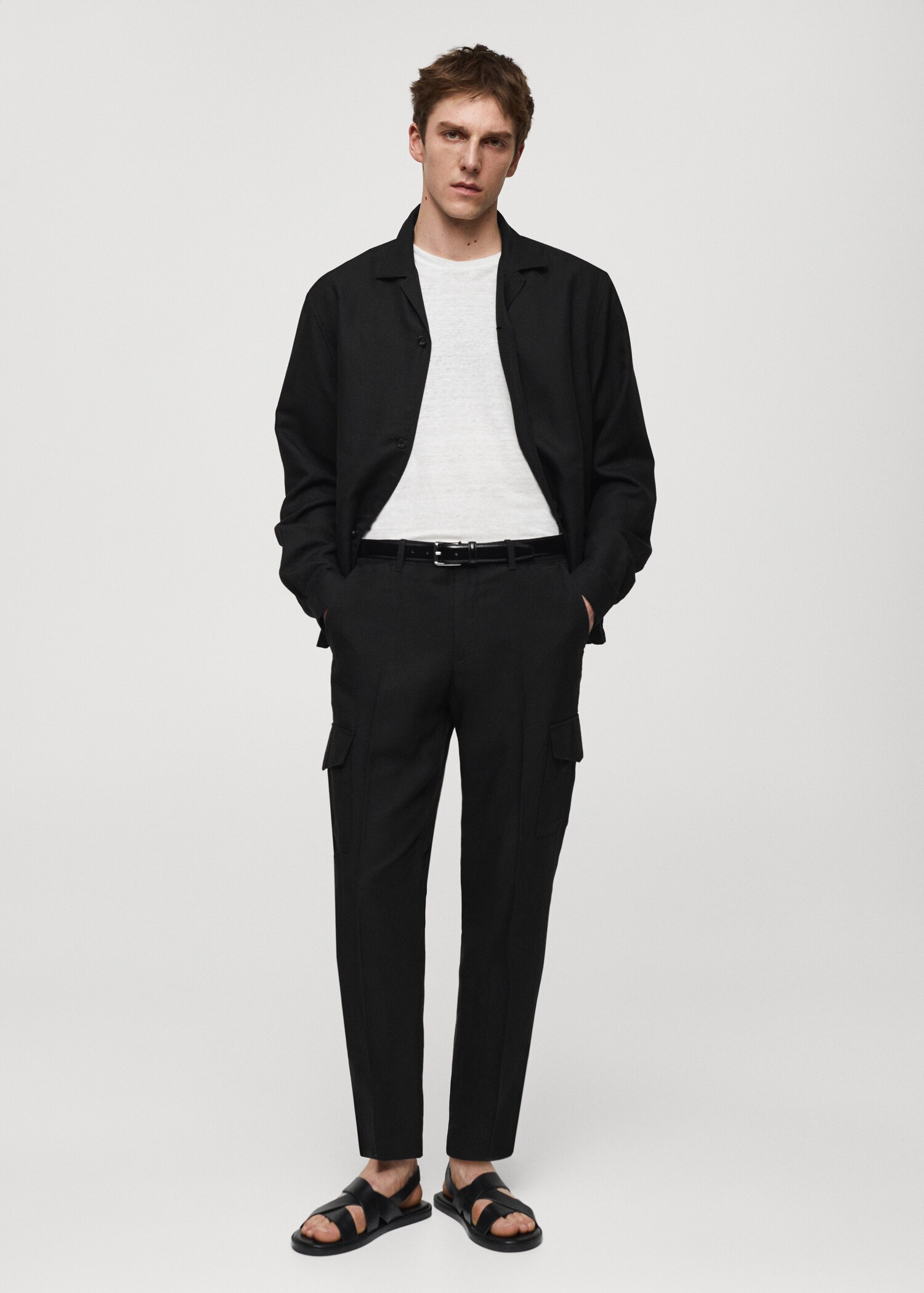 Pantalon cargo lin mélangé - Plan général