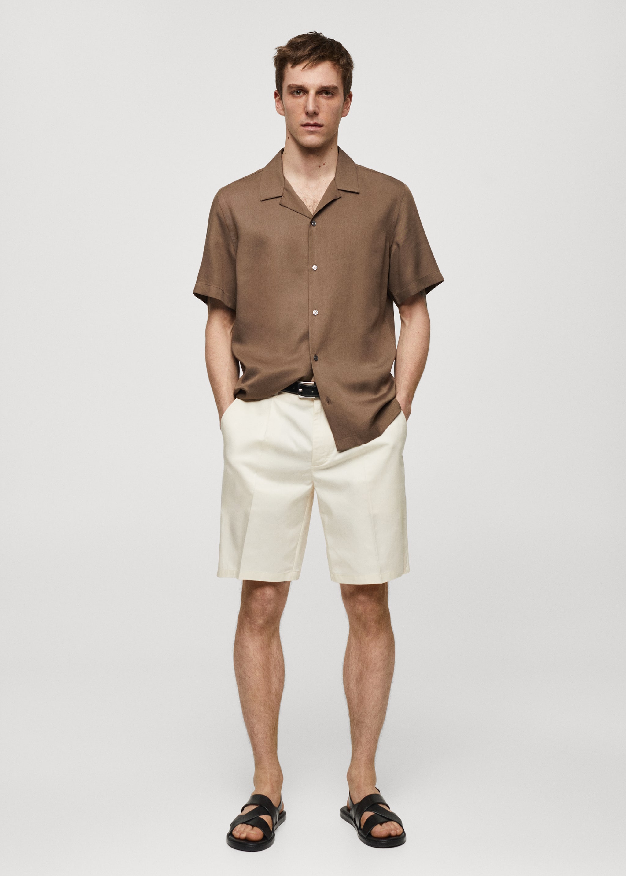 Regular-fit shirt with bowling neck - General plane