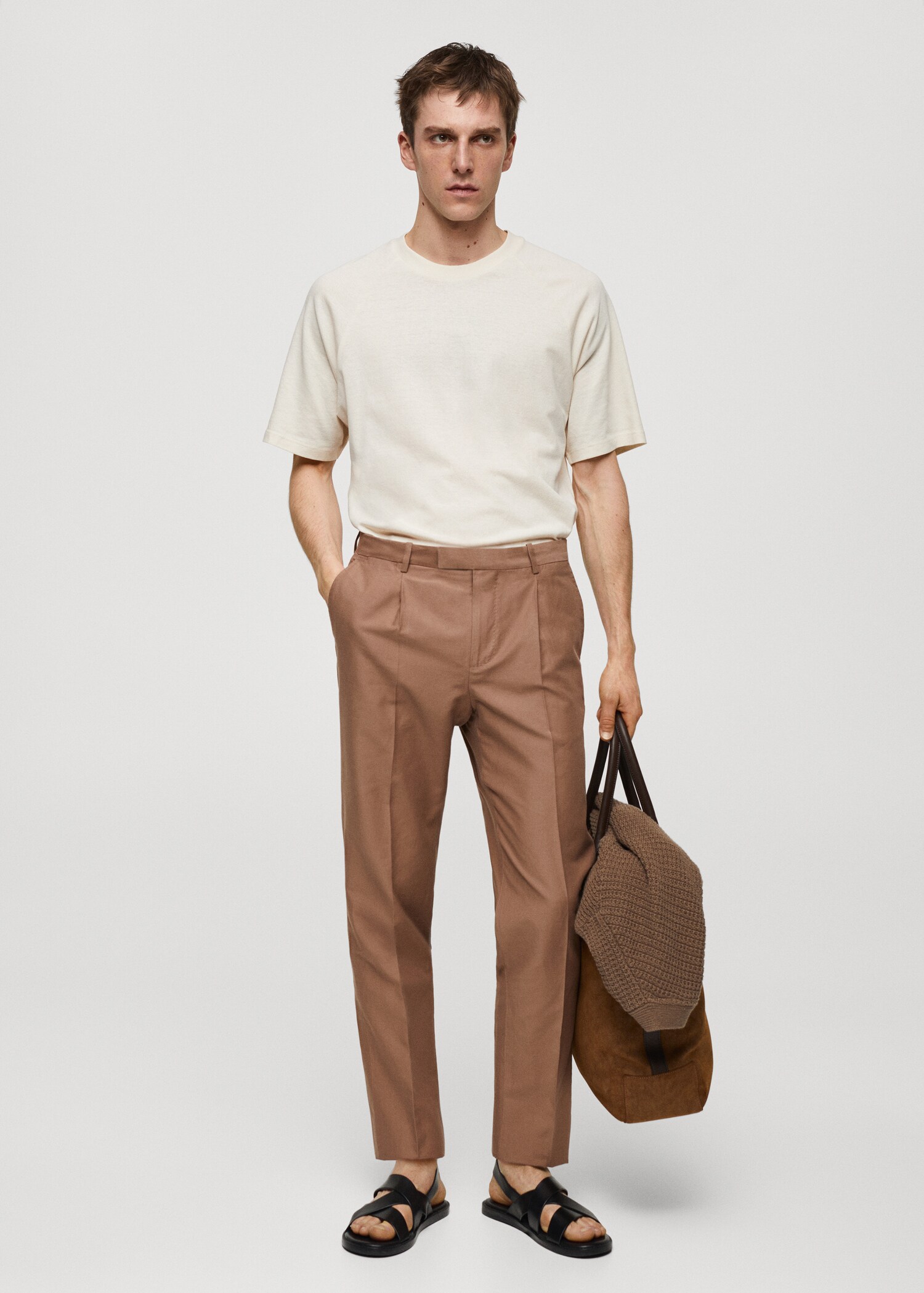 Pantalon costume slim-fit coton lin - Plan général