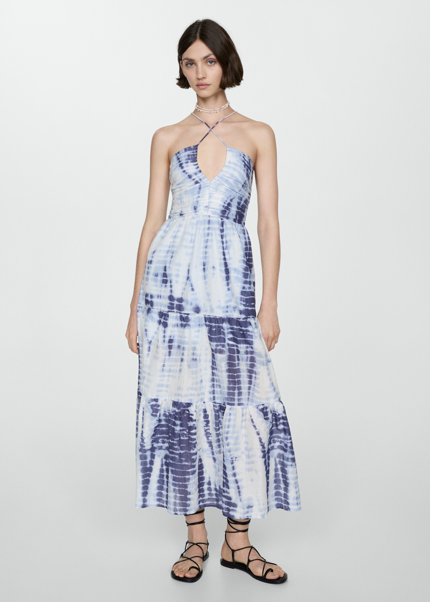 V-neck printed dress - General plane
