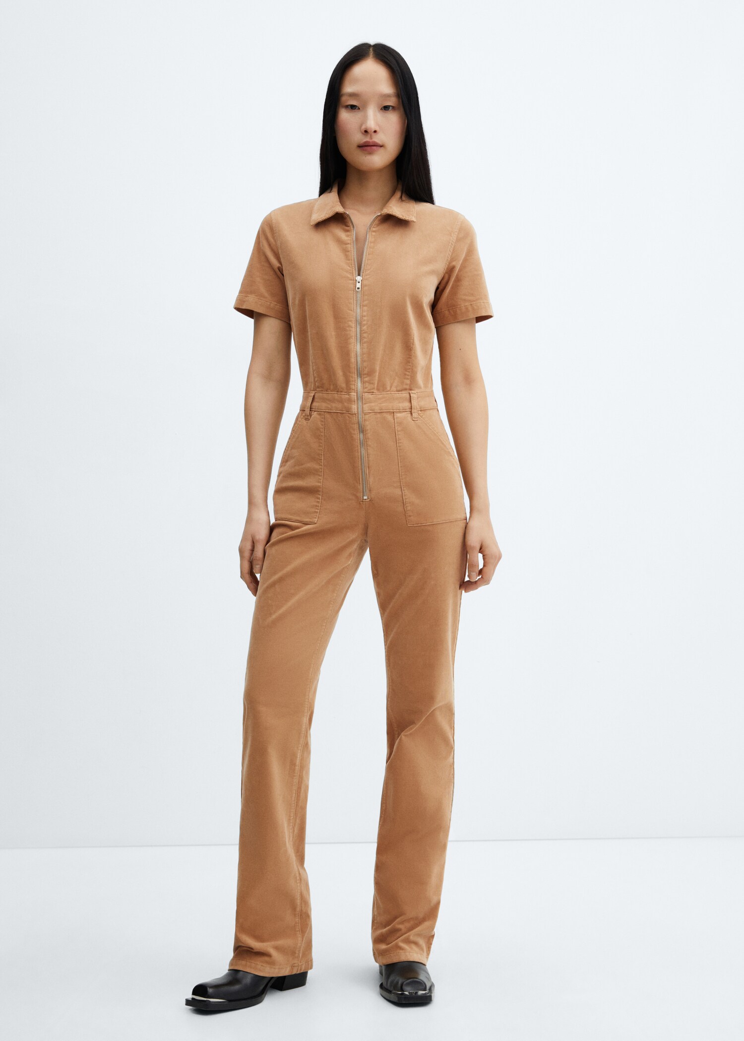 Corduroy jumpsuit with zip - General plane