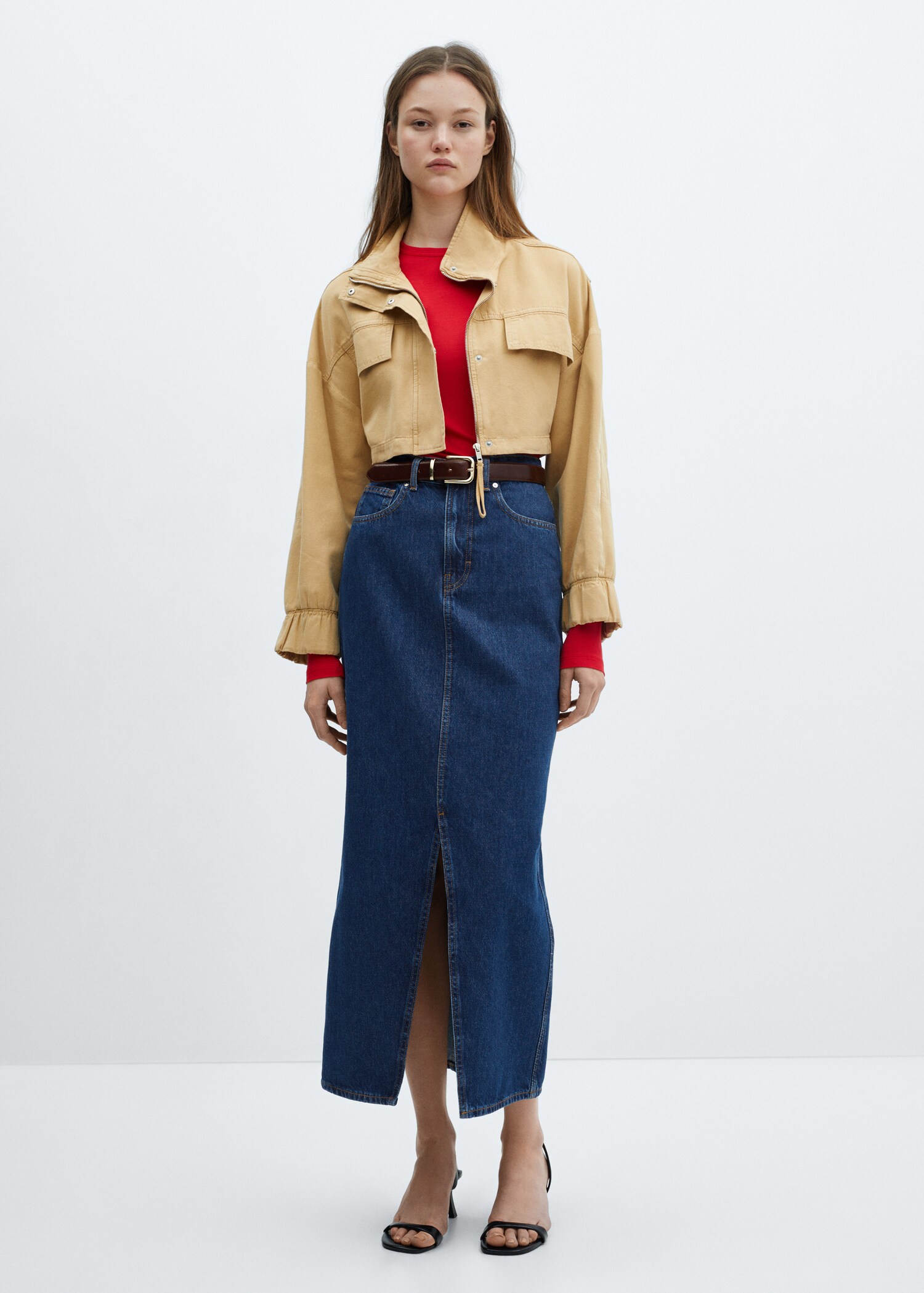 Slit denim skirt - General plane