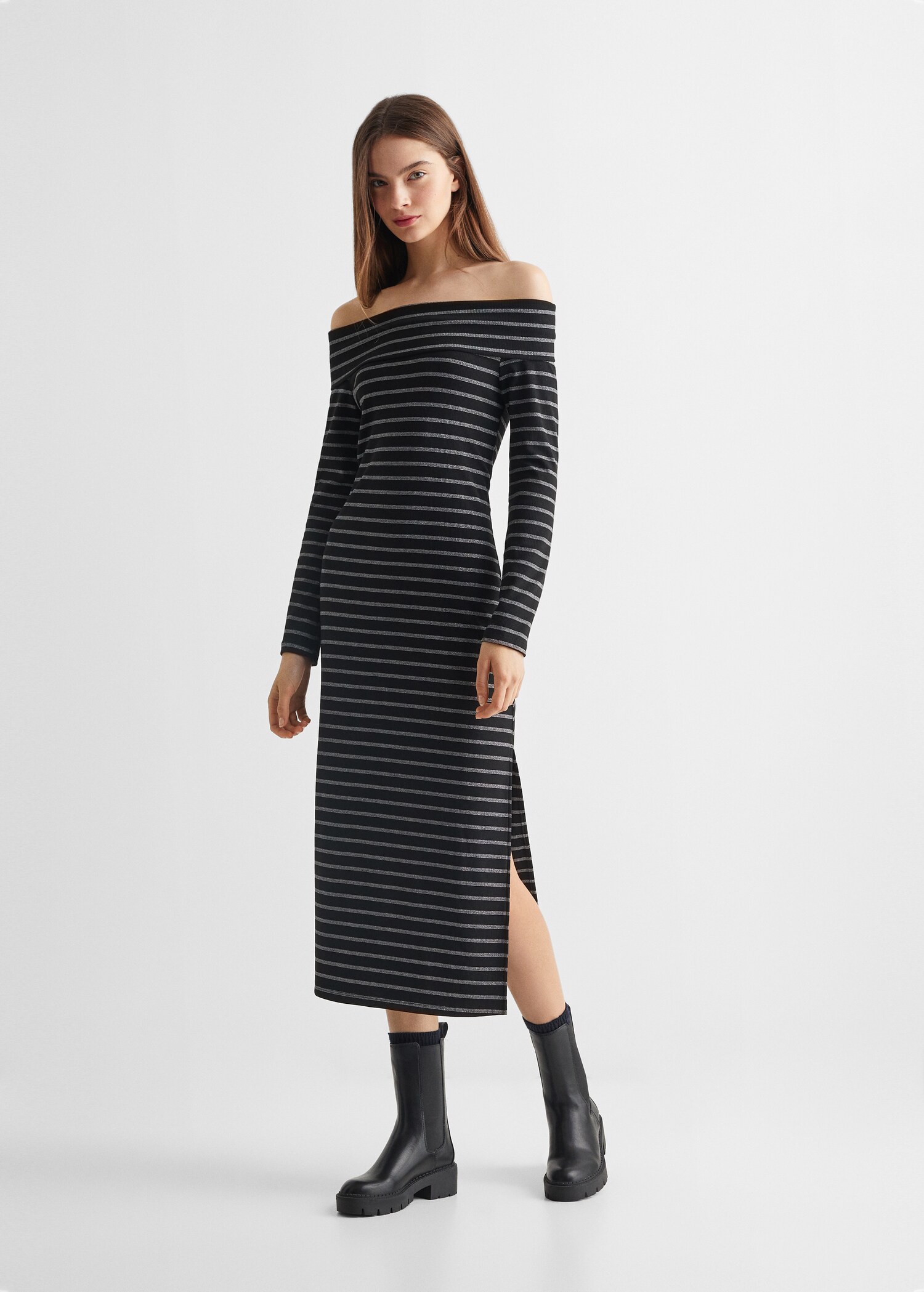 Off-the-shoulder midi-dress - General plane