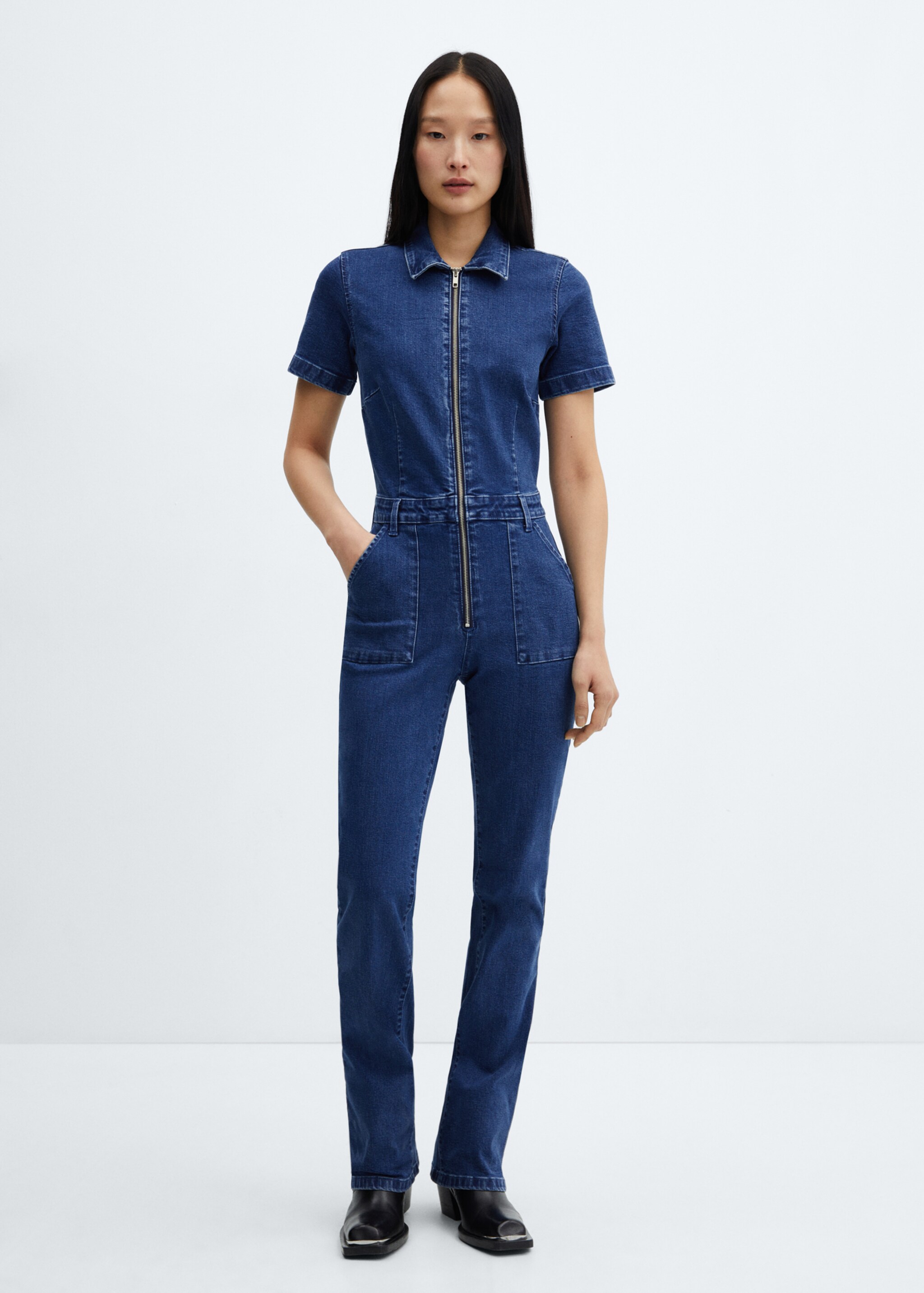 Denim zipper jumpsuit - General plane