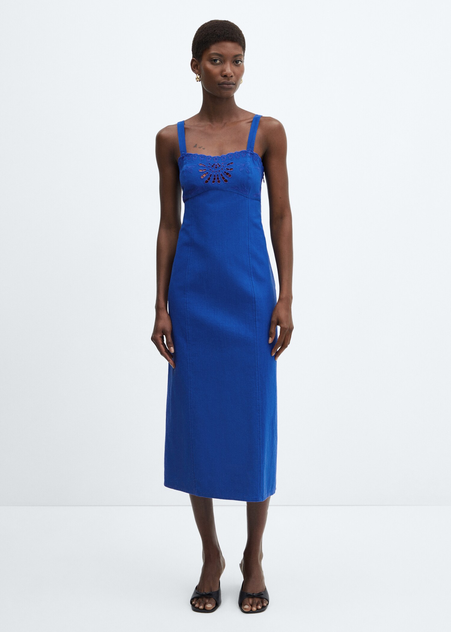 Cotton dress with openwork detail - General plane