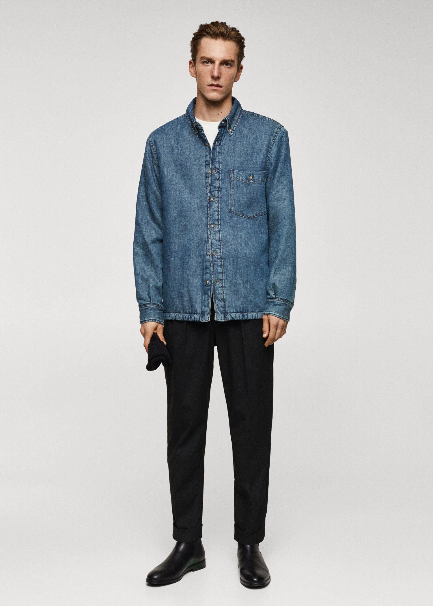 Quilted denim overshirt - General plane