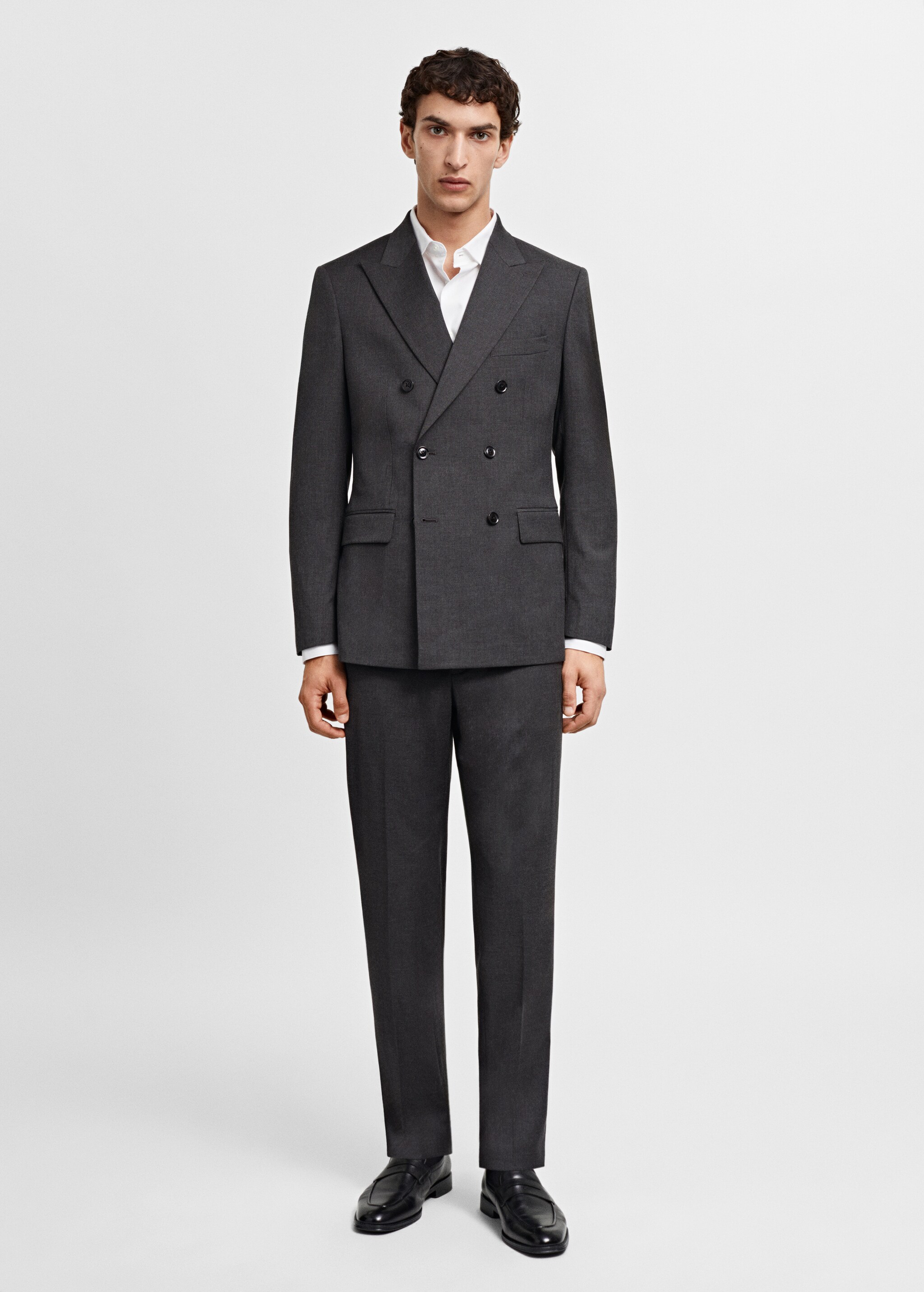 Slim fit double-breasted suit blazer - General plane