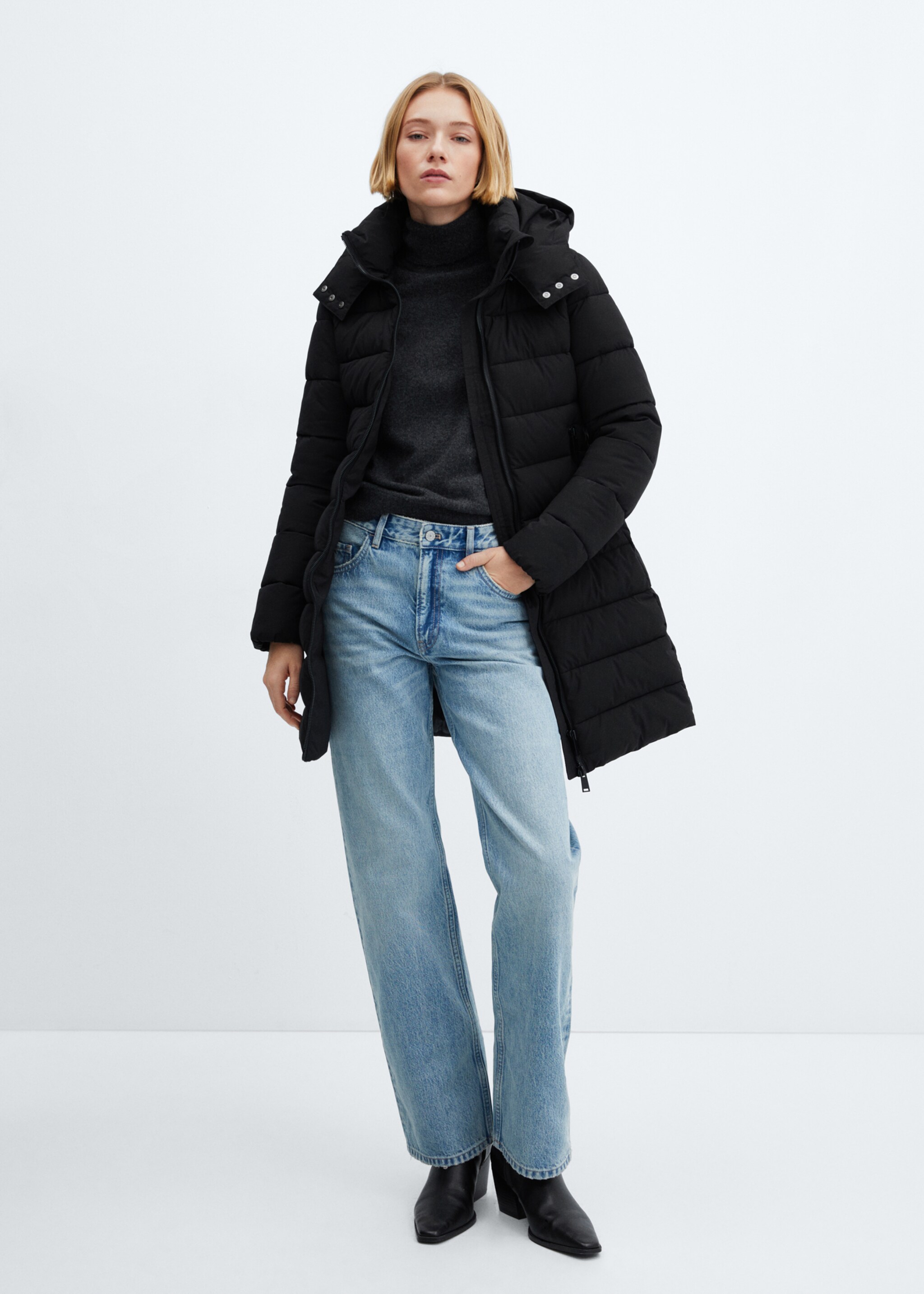 Hood quilted coat - General plane