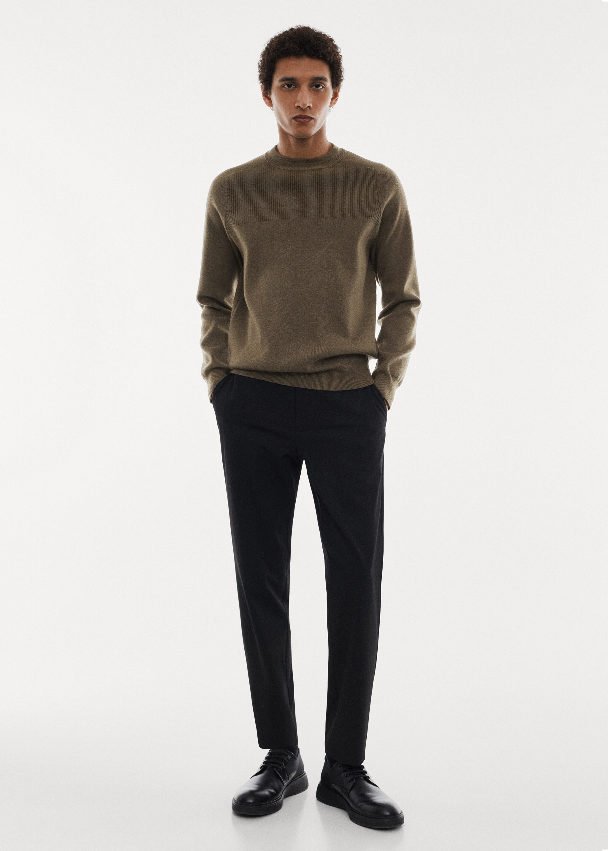 Stretch sweater with ribbed detail - General plane