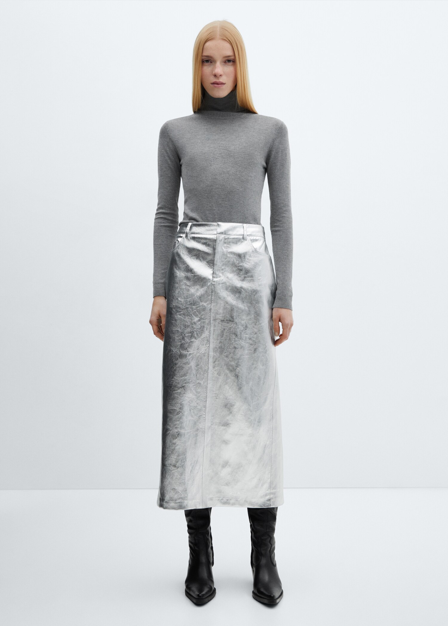 Metallic midi skirt - General plane