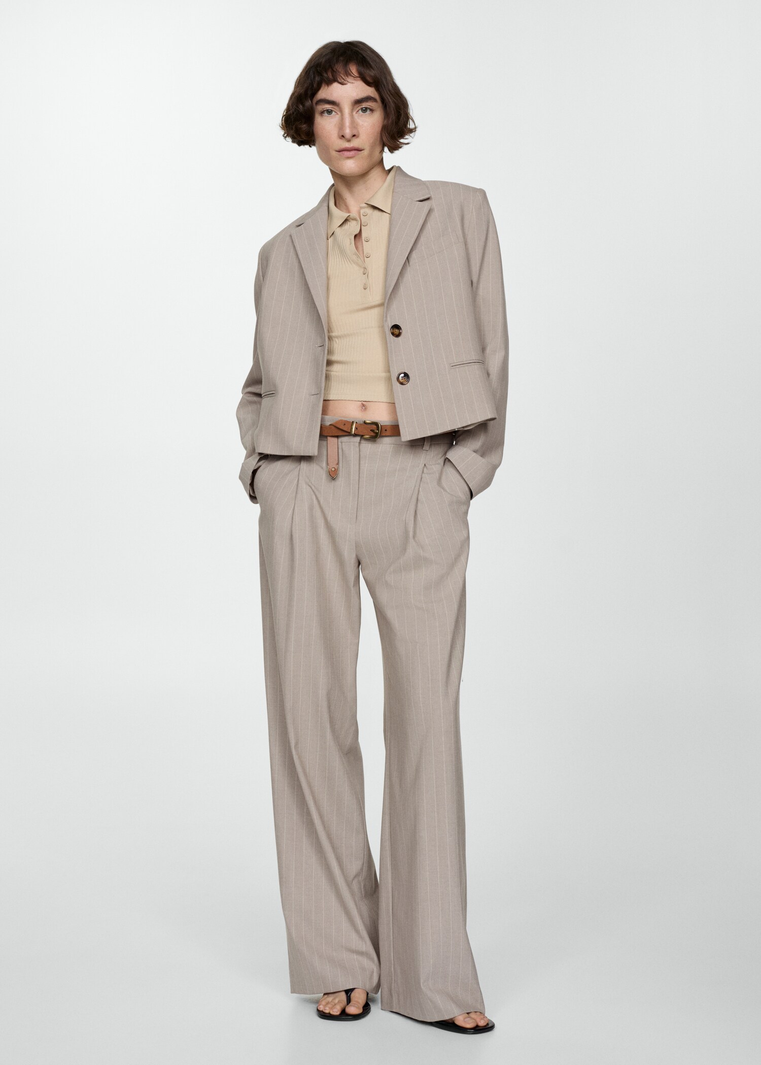 Cropped pinstripe jacket - General plane