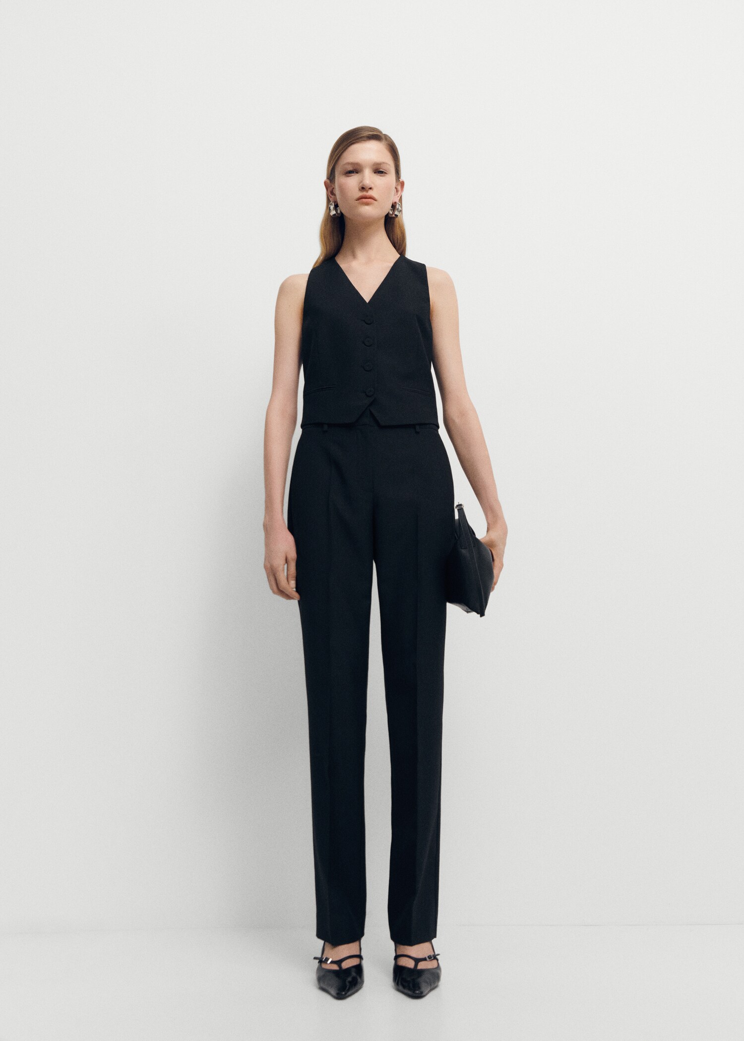 Check wool-blend suit waistcoat - General plane