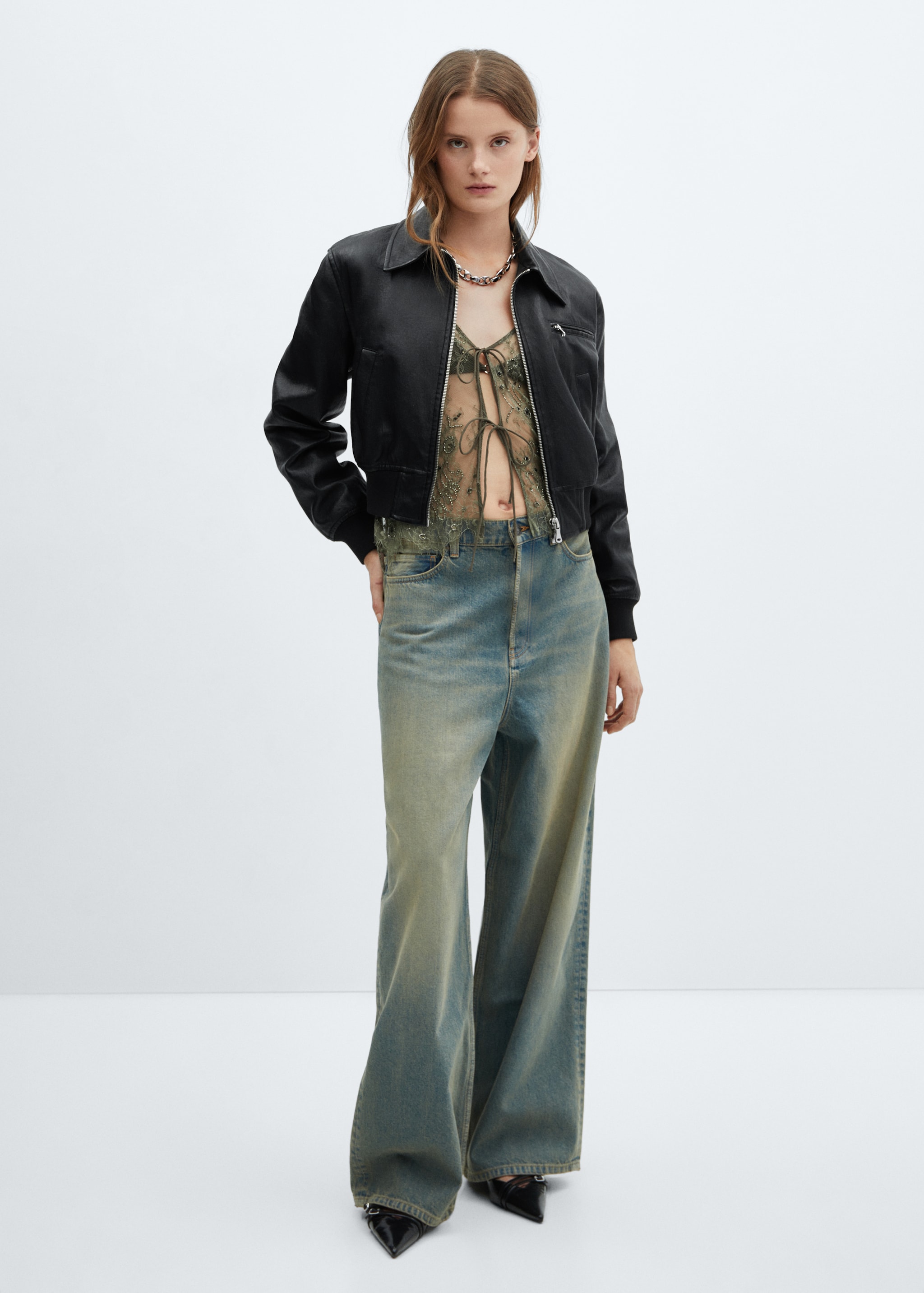 Cazadora efecto piel vintage Mujer MANGO Chile