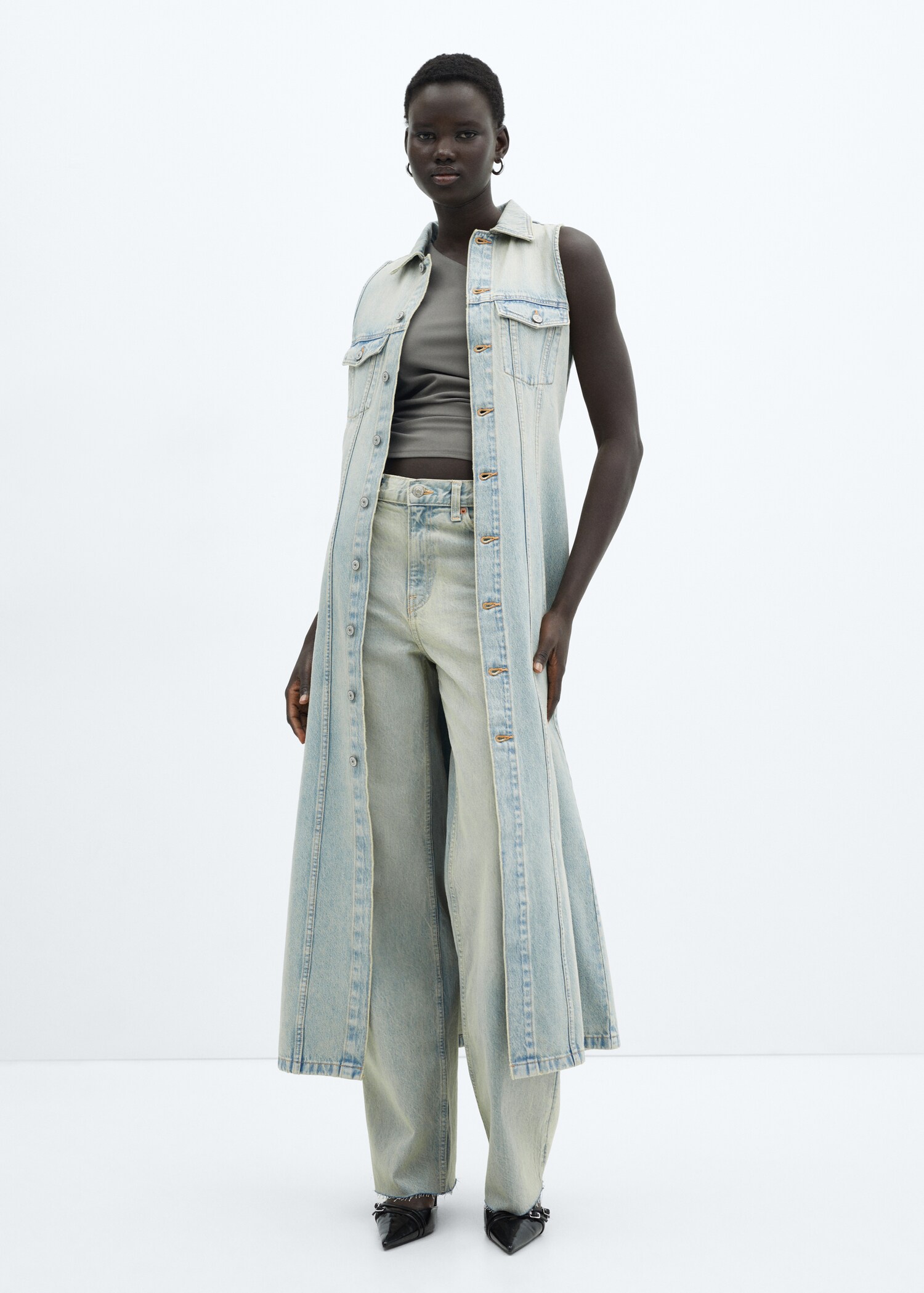 Button denim dress - General plane