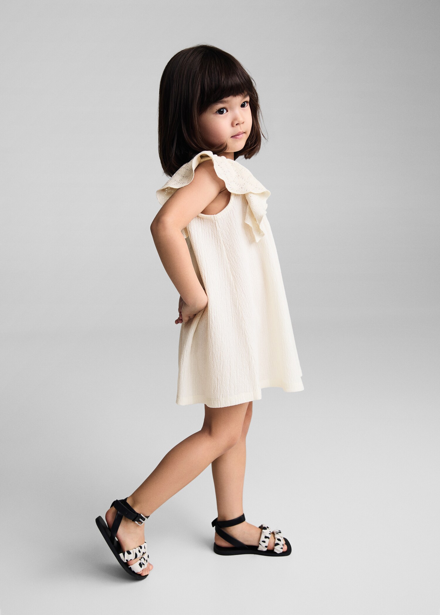 Textured cotton-blend dress - General plane