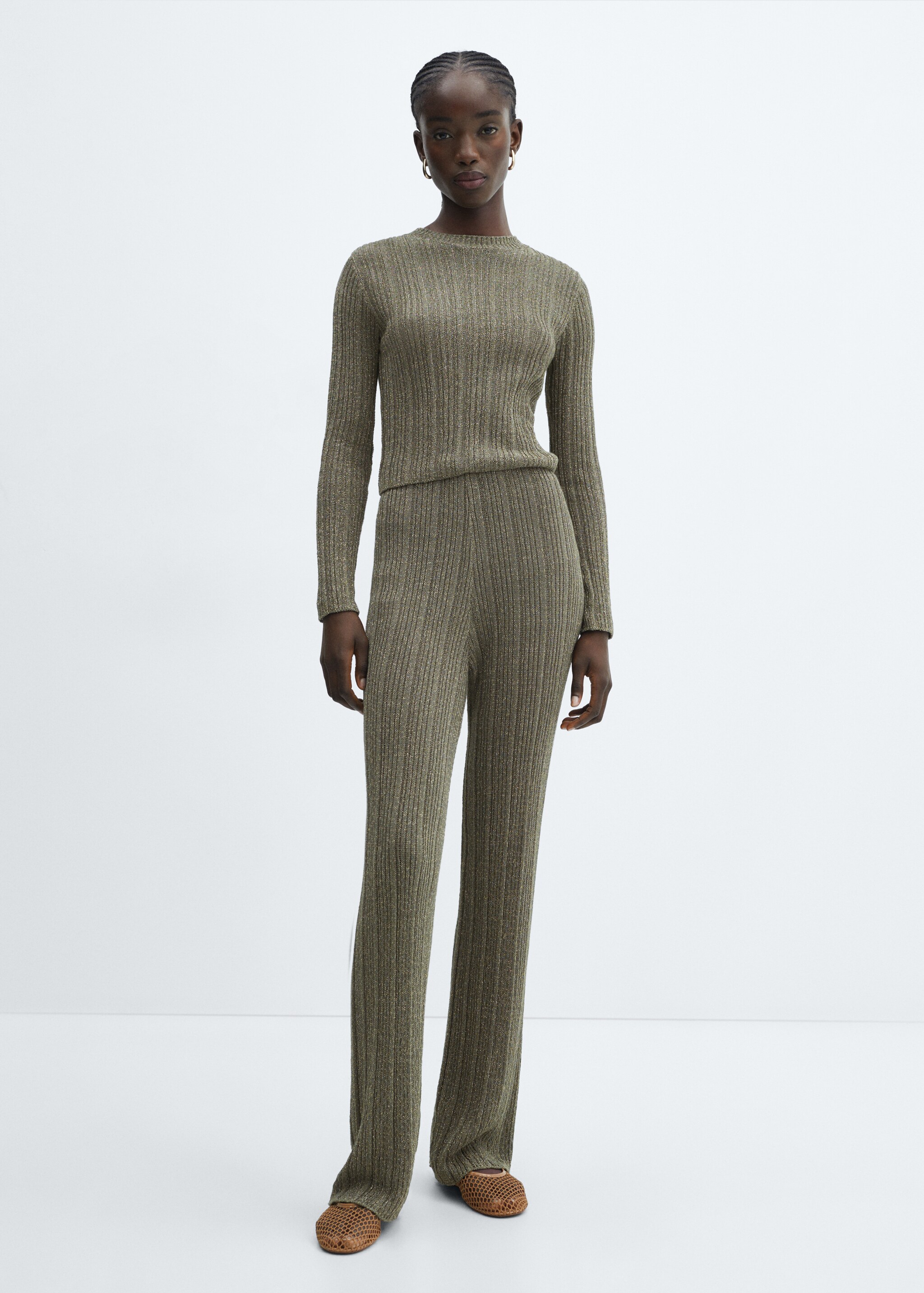 Straight knit lurex trousers - General plane