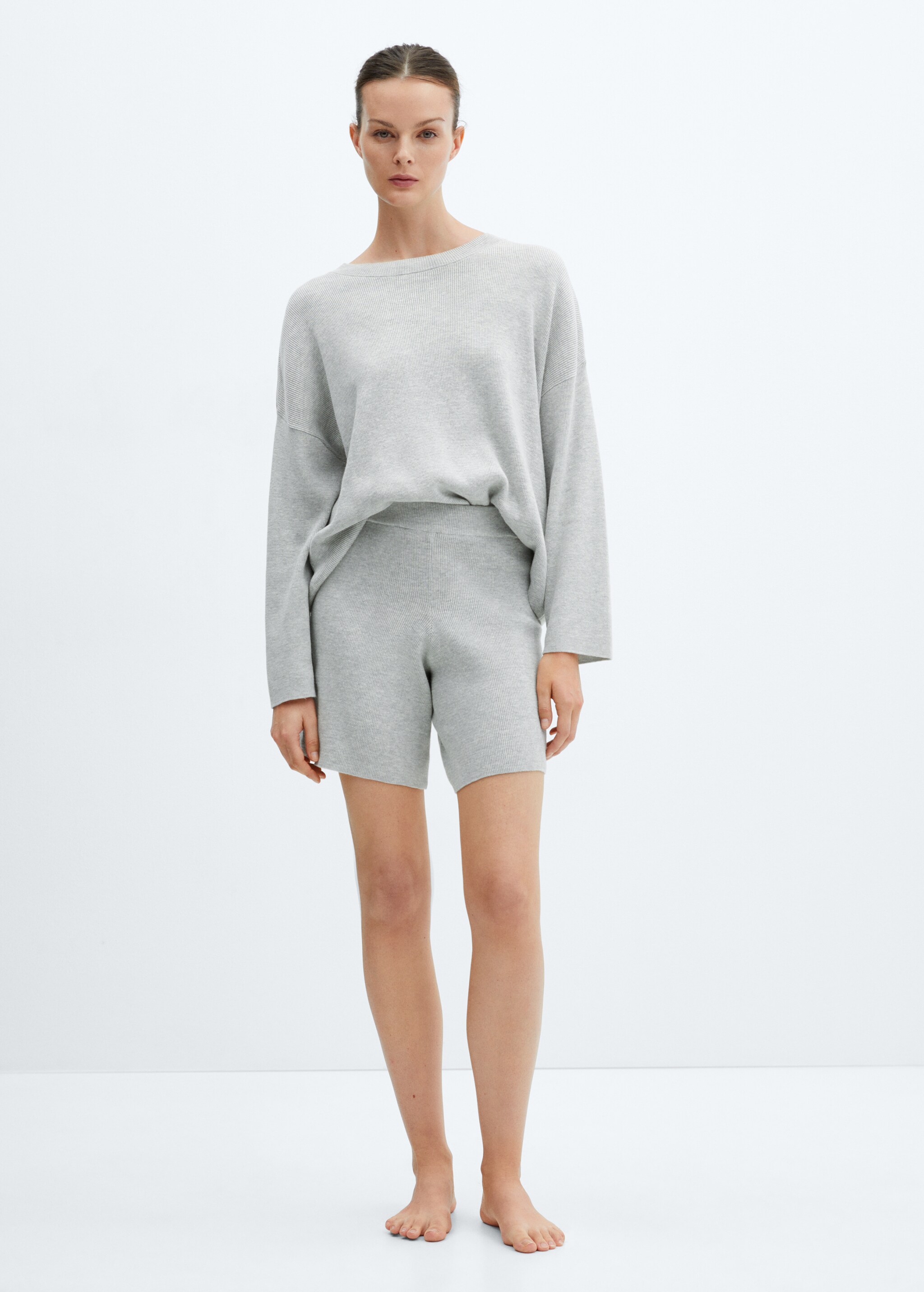 Cotton-linen knitted pyjama shorts - General plane