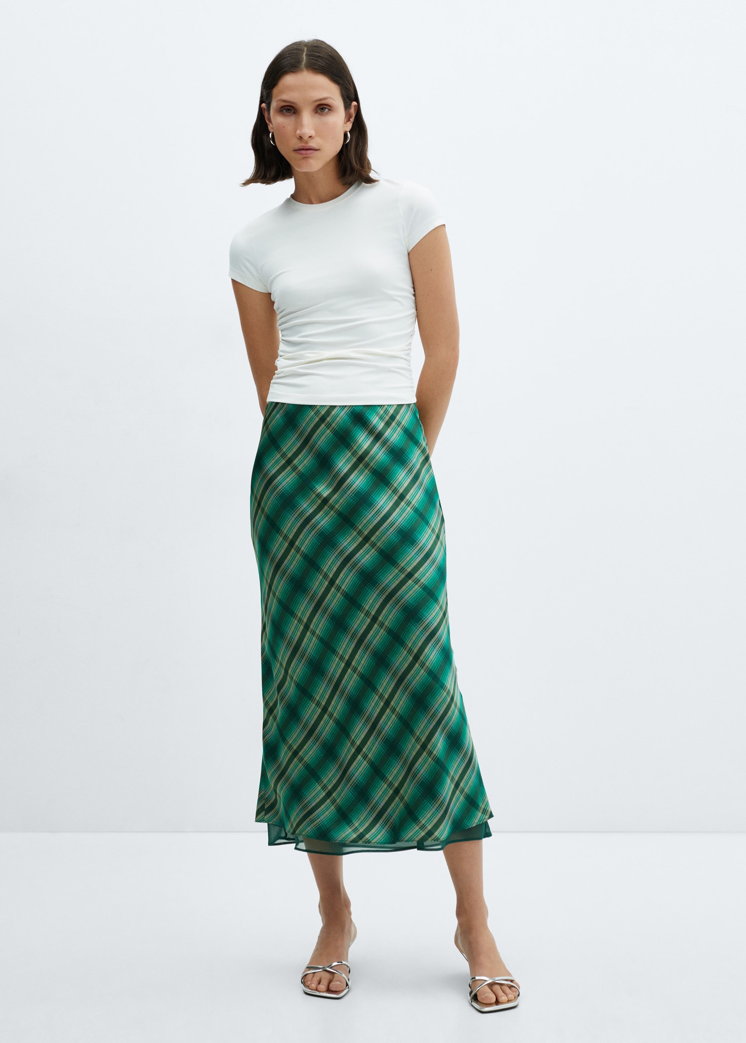 Satin check skirt - General plane