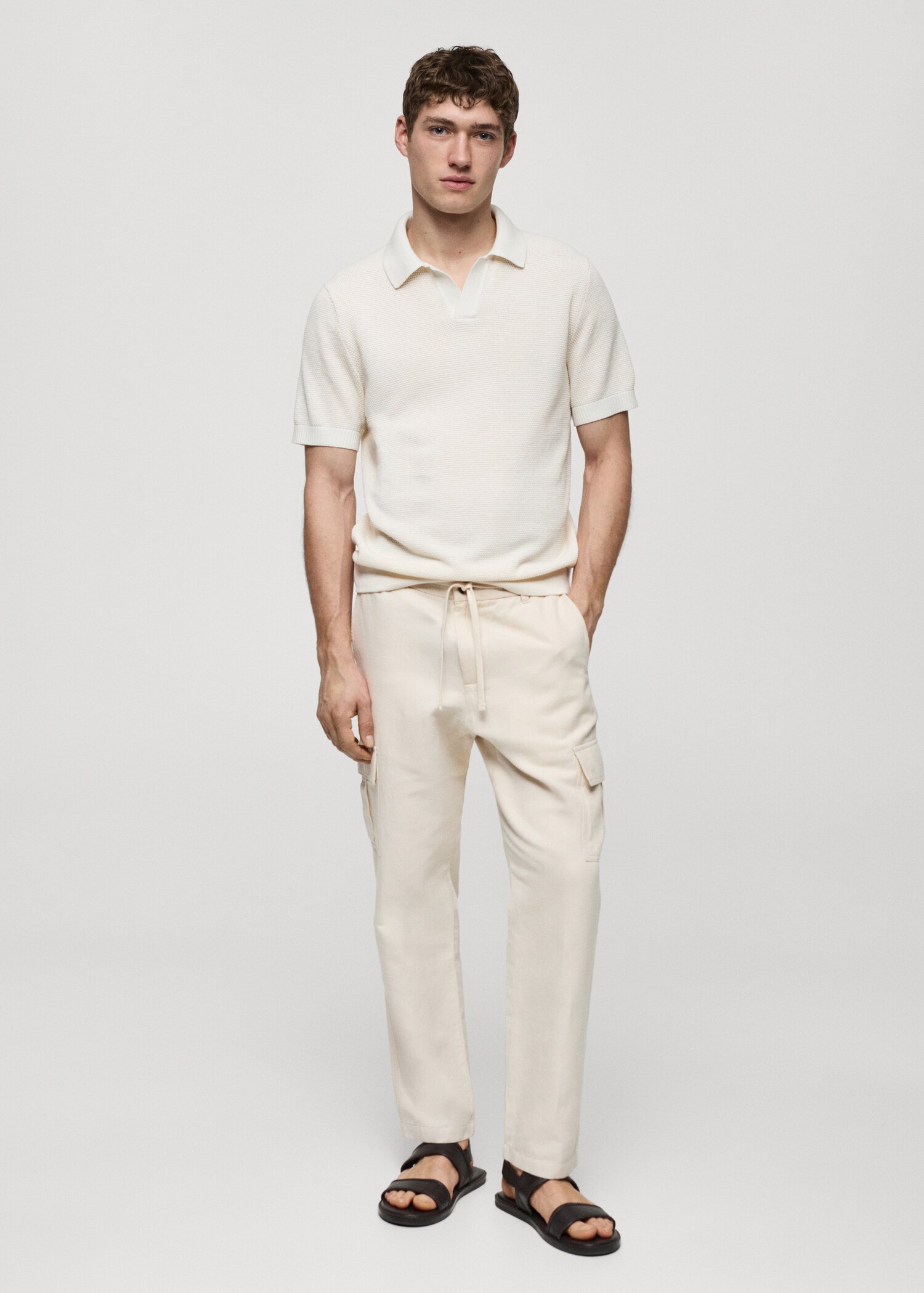 Pantalón algodón lino cargo - Plano general