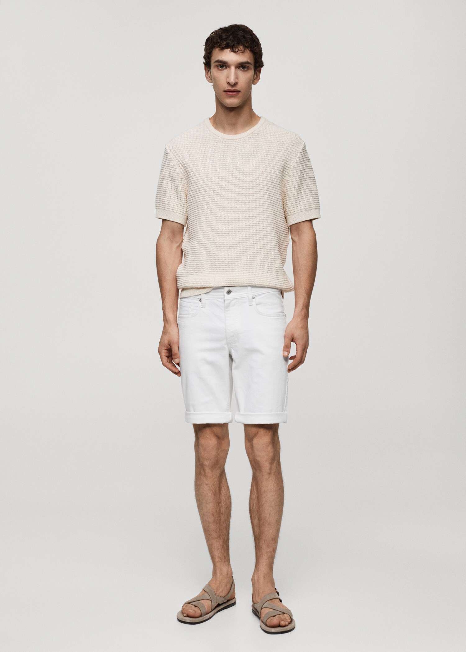 Slim-fit denim bermuda shorts - General plane