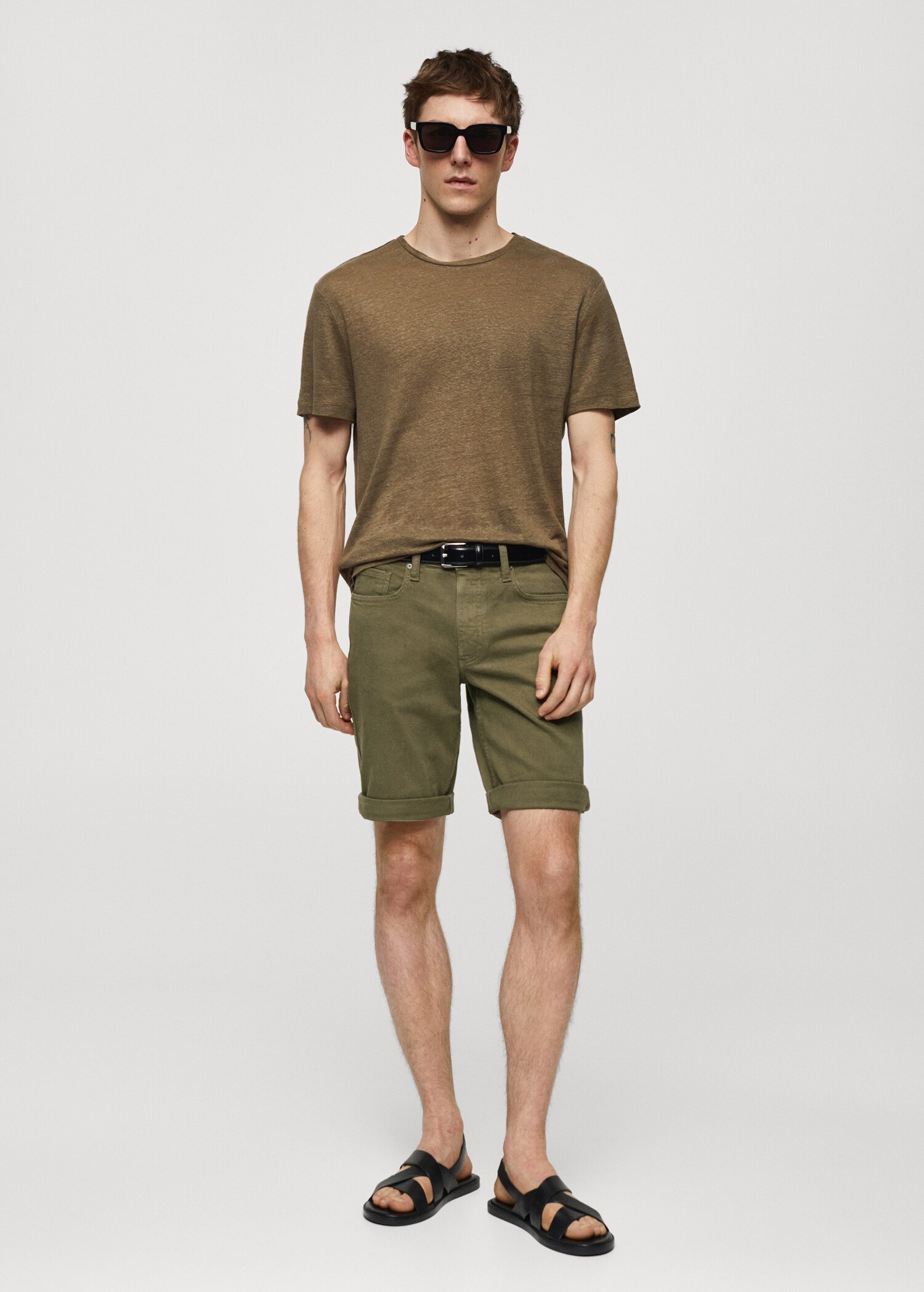 Slim-fit denim bermuda shorts - General plane