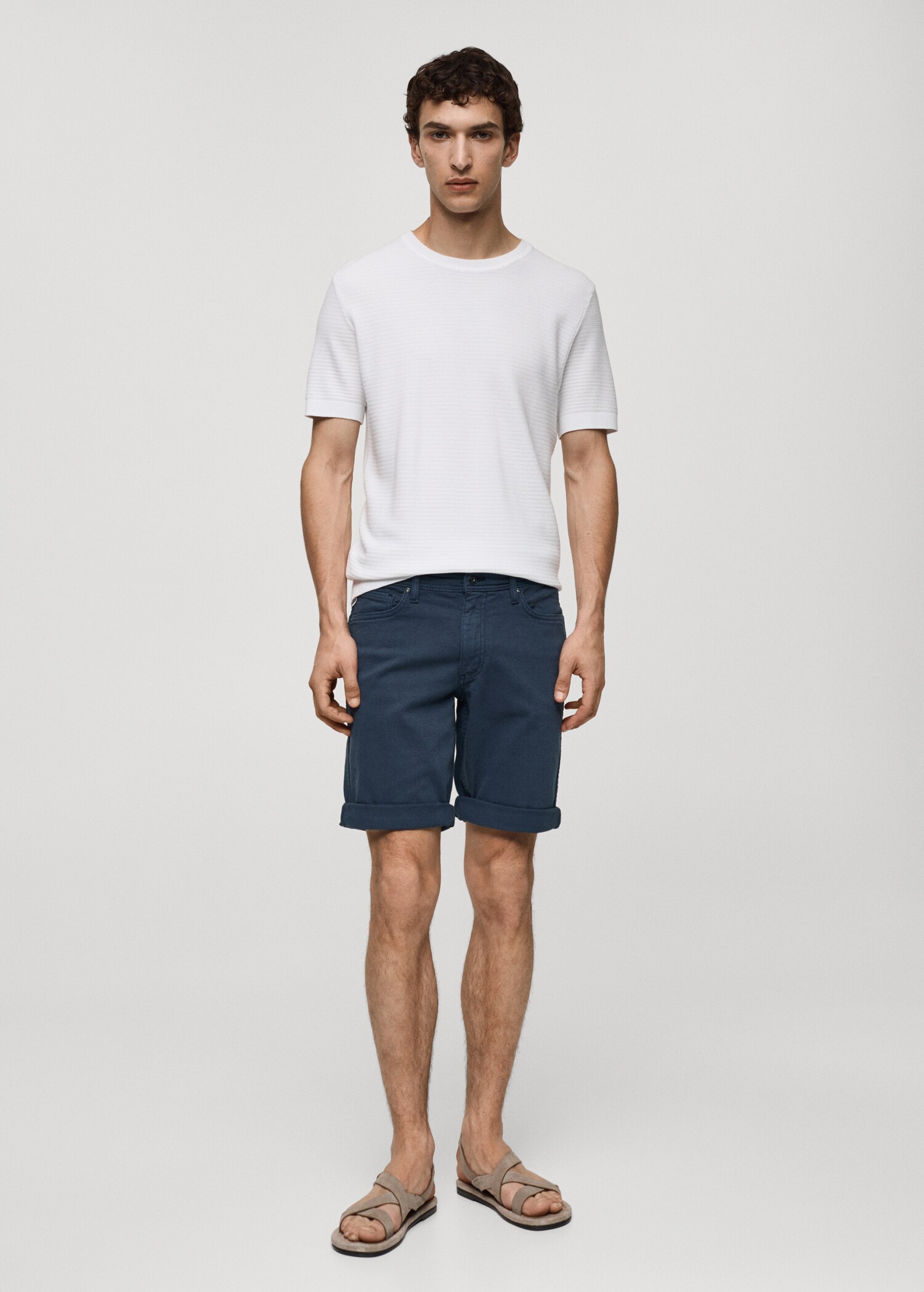 Slim-fit denim bermuda shorts - General plane