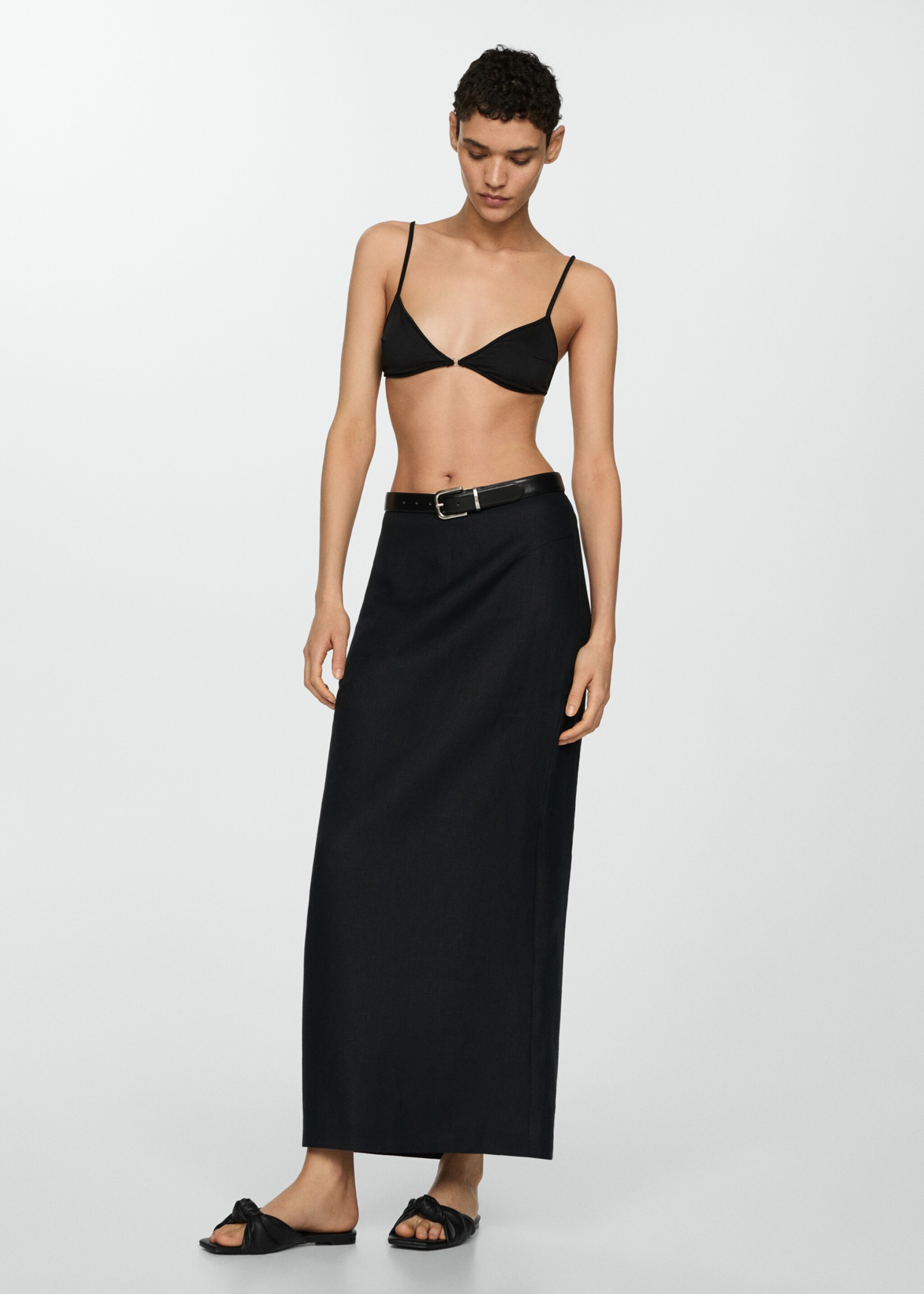 Square-toe sandals with knot detail - General plane, Black. Ref: 67057700-00.