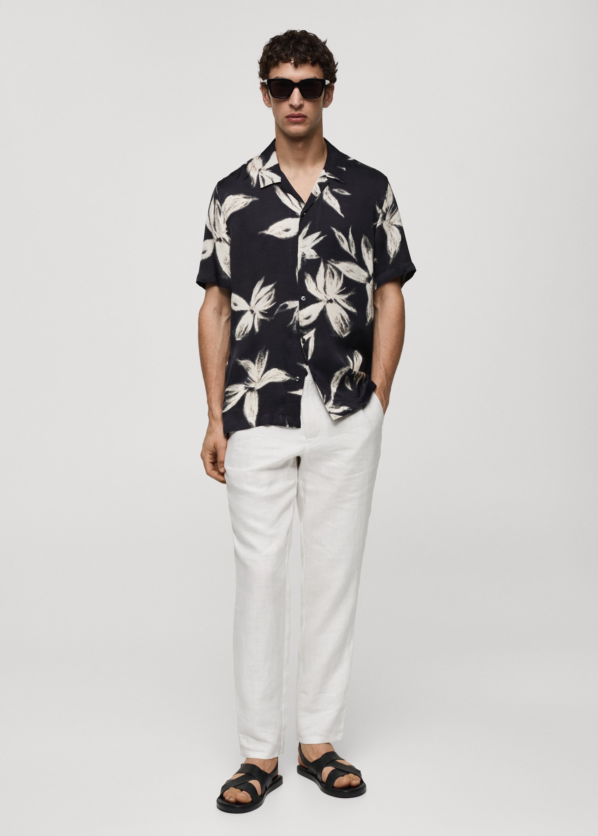 Regular-fit Hawaiian-print shirt - General plane