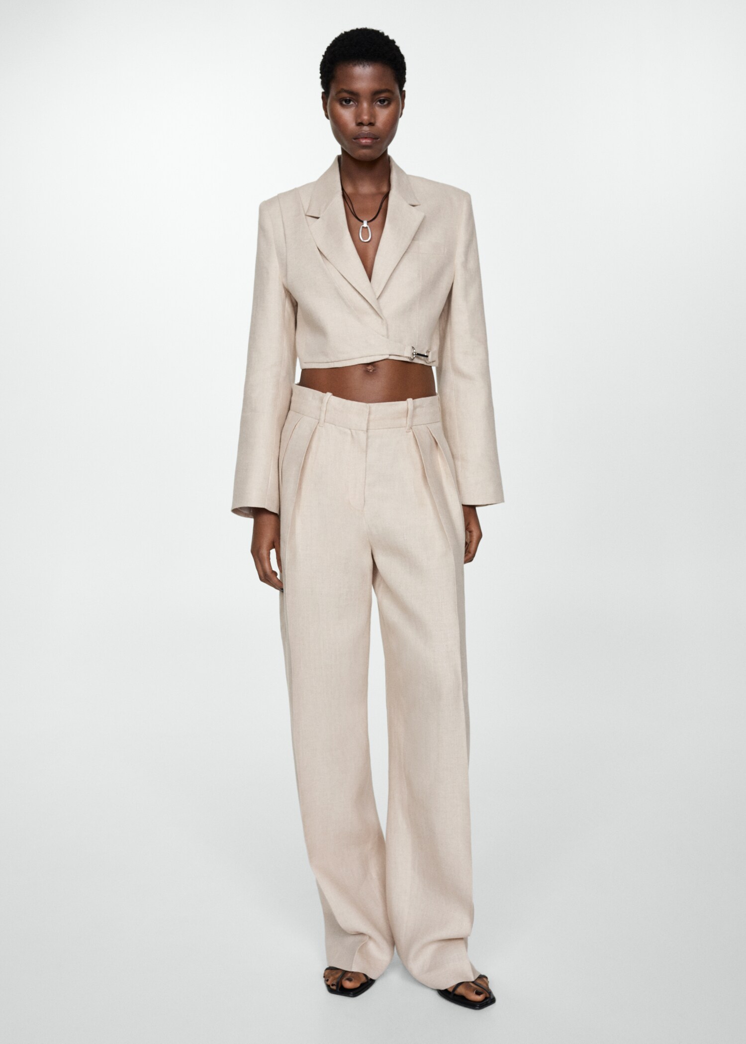 Cropped linen jacket - General plane