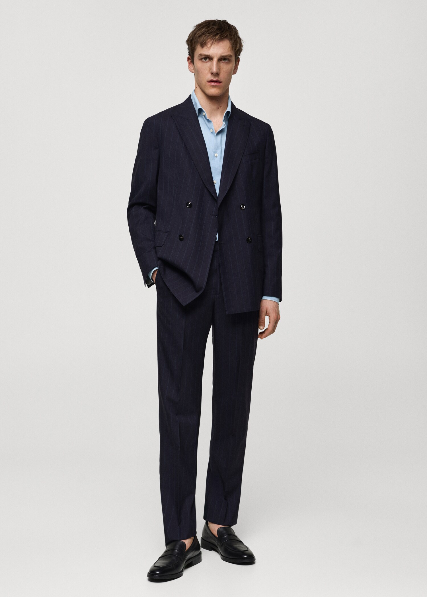 Pantalon costume laine vierge rayure tennis - Plan général