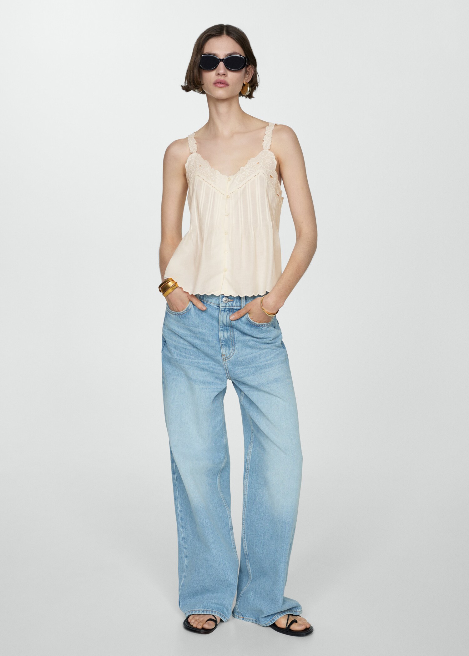 Embroidered strap top - General plane