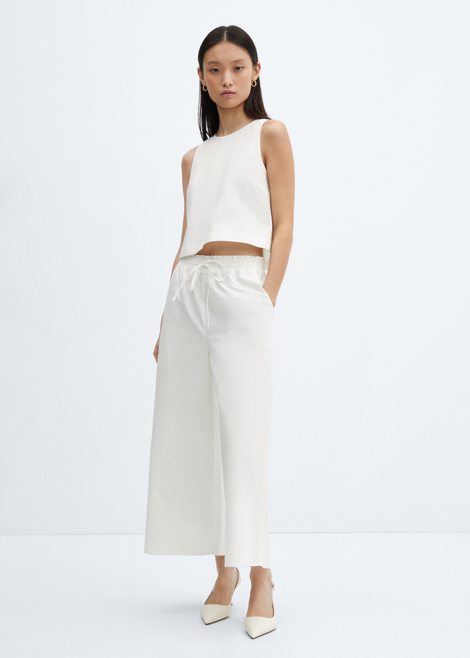 100% cotton culotte trousers  - General plane