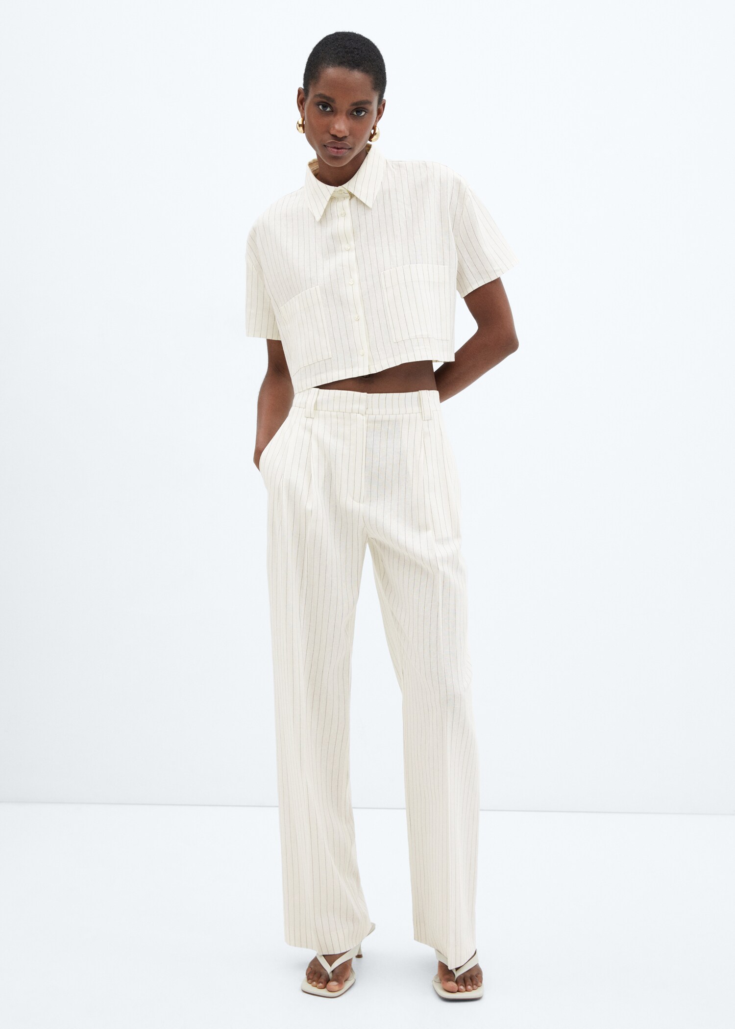 Pleated linen trousers - General plane