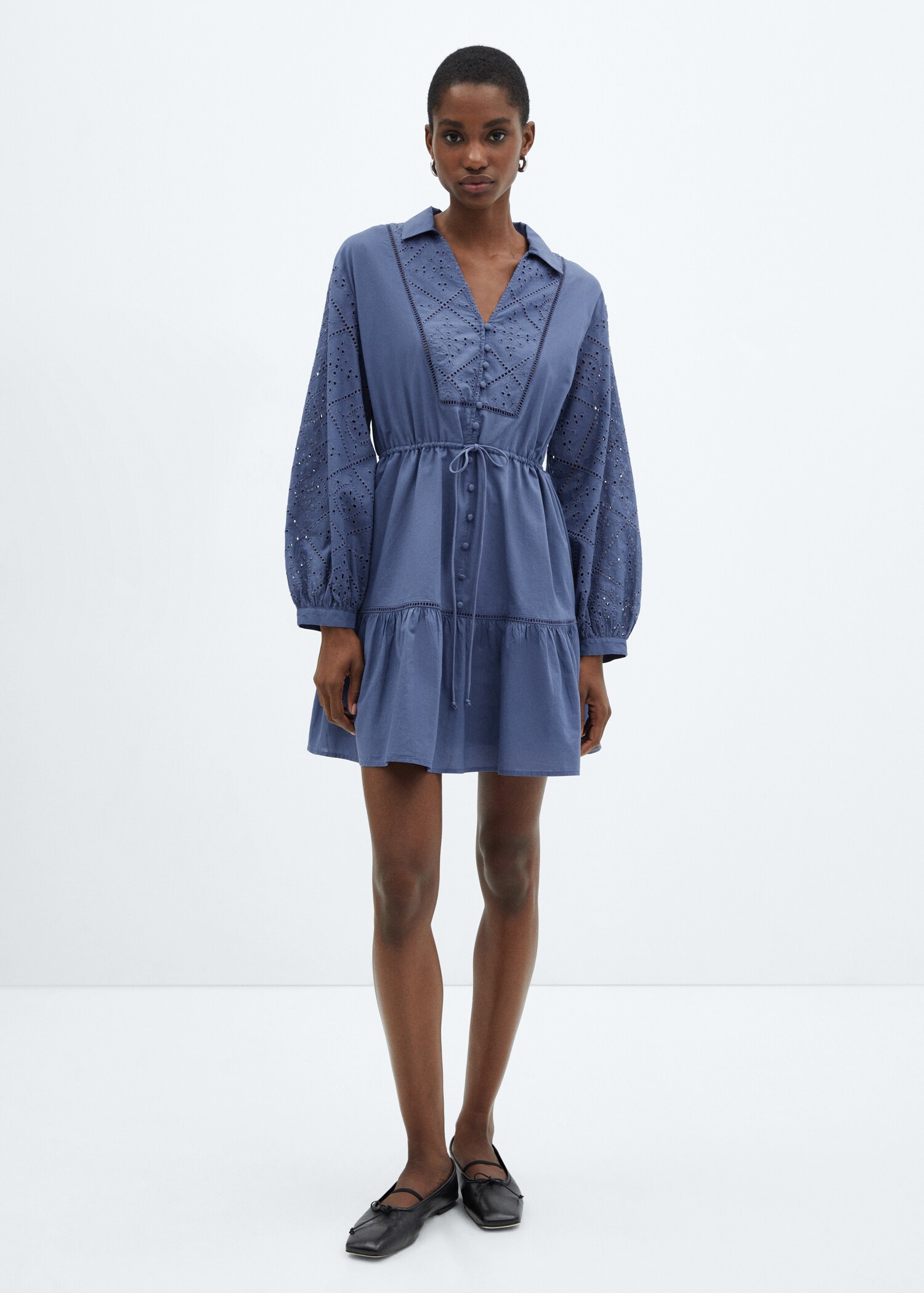 Robe chemisier détails brodés - Plan général
