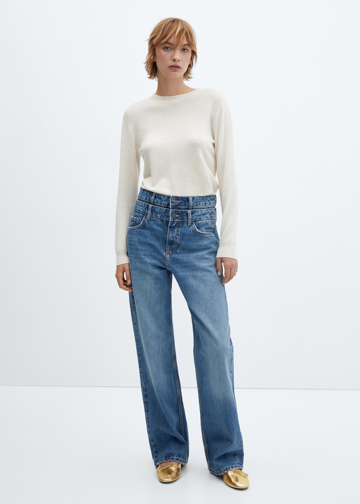 Jeans rectos doble cintura - Plano general