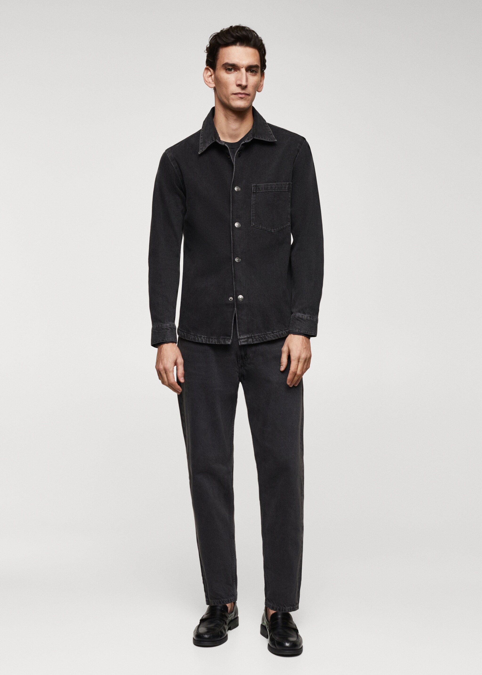 Sobrecamisa vaquera bolsillo - Plano general, Denim negro. Ref: 67060619-00.