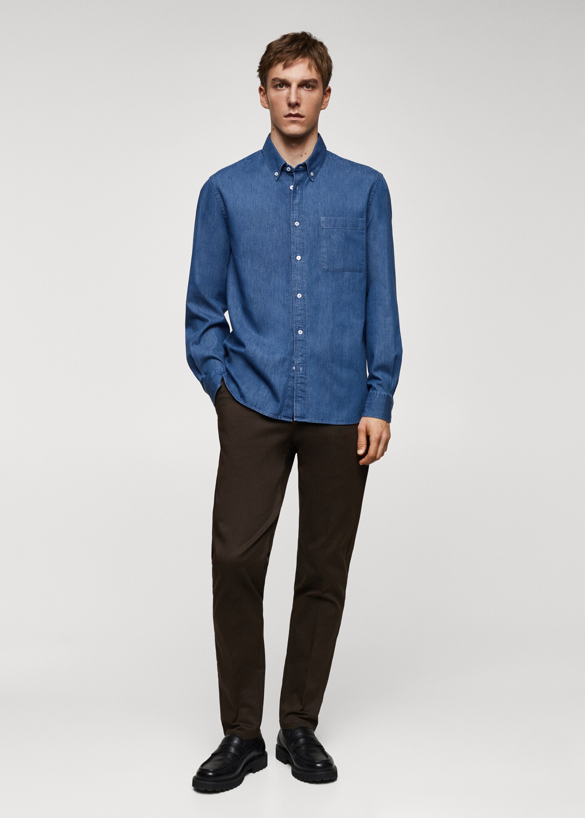 Classic-fit chambray cotton shirt - General plane