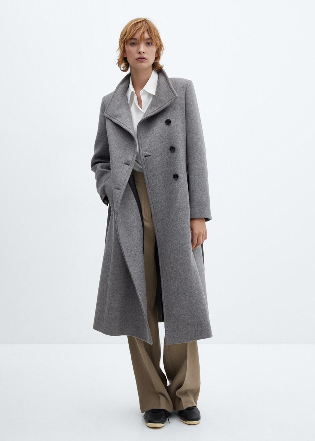 Long grey wool coat hotsell